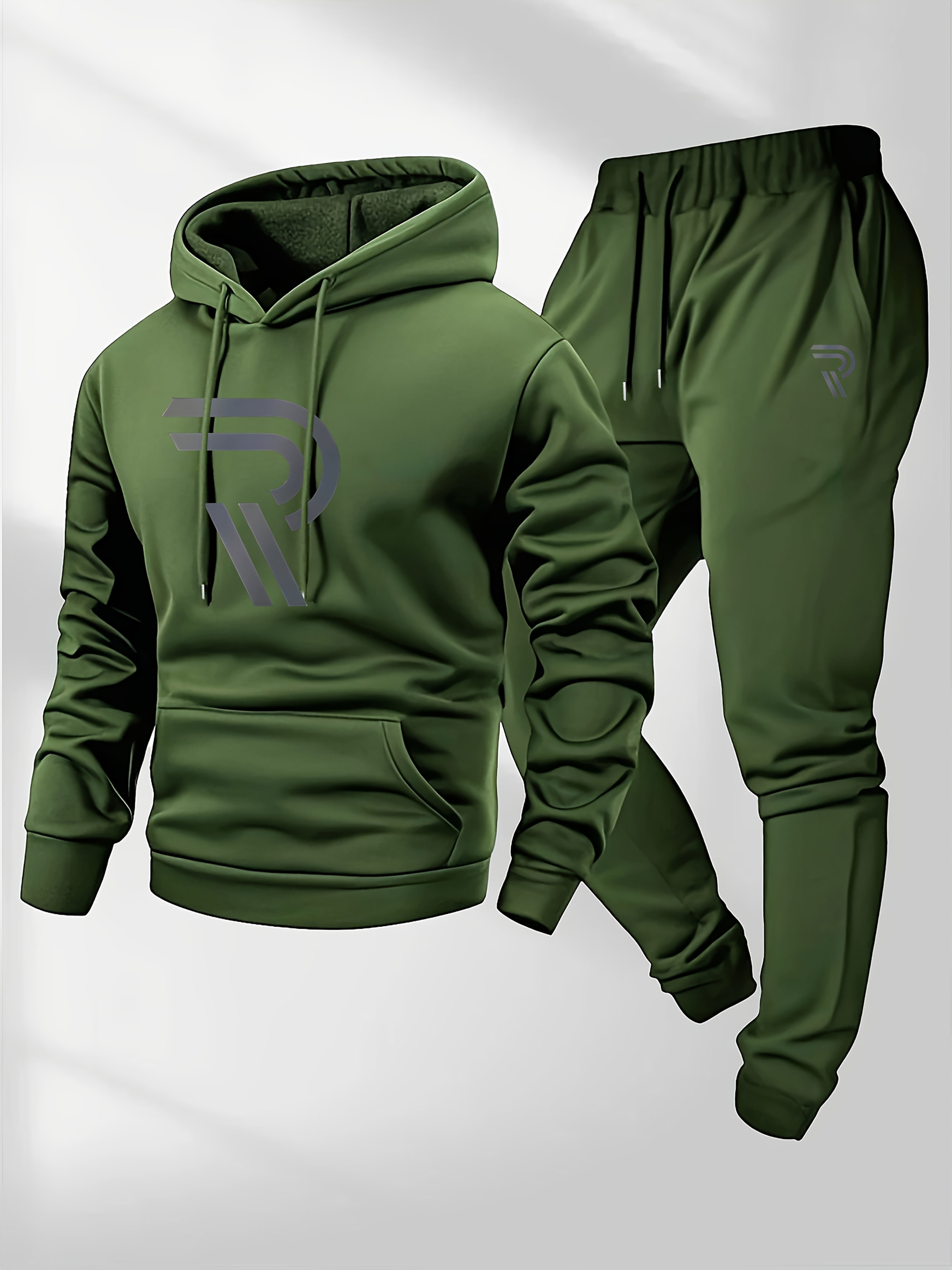 Knudsen | Ensemble de survêtement homme : sweat à capuche et pantalon – Logo « R », style décontracté, automne/hiver