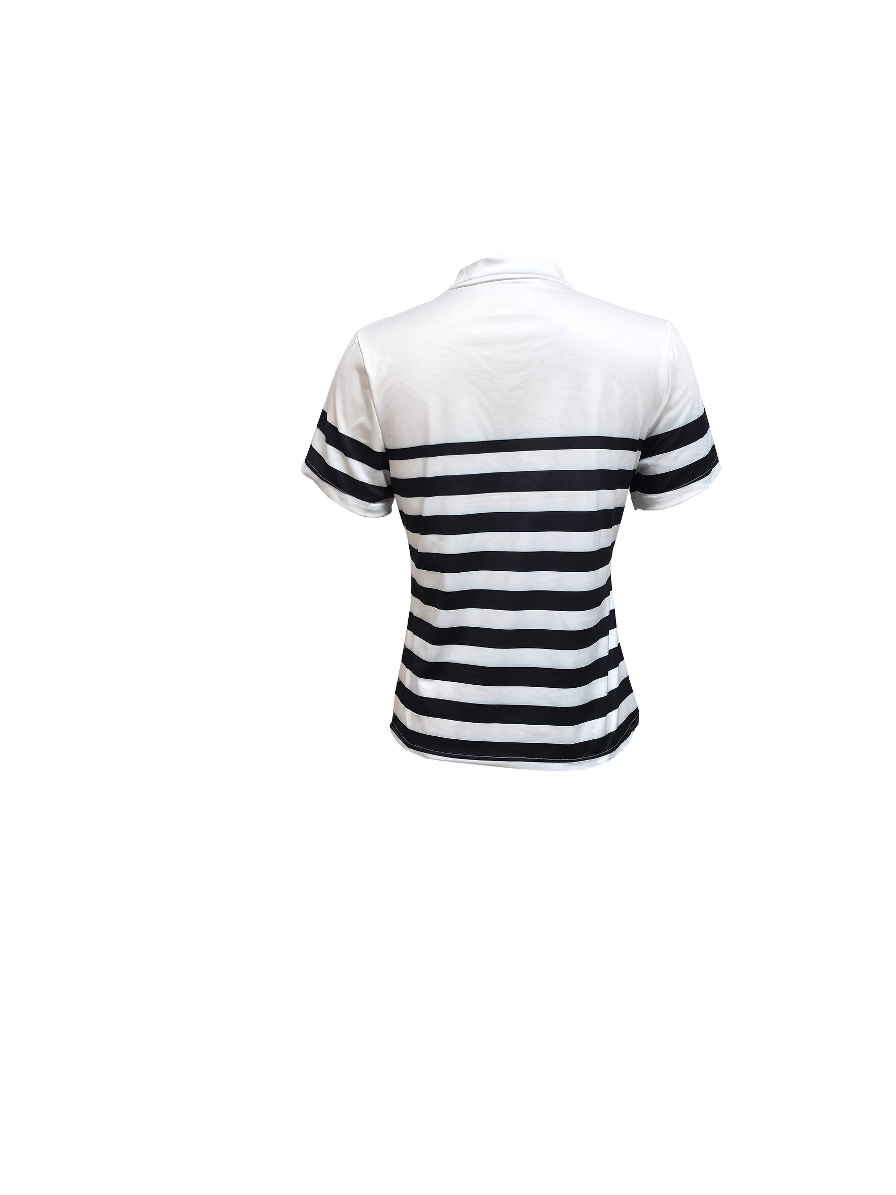 Elanith | Dames Halve Zip Shirt – Korte Mouw, Gestreept, Casual & Sportief Top