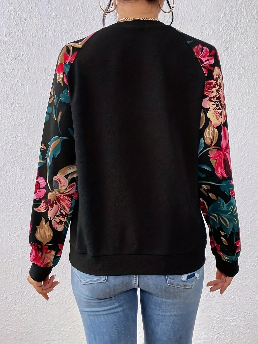 Peonia | Dames sweatshirt met raglanmouwen en elegante bloemenprint – Casual trui met lange mouwen