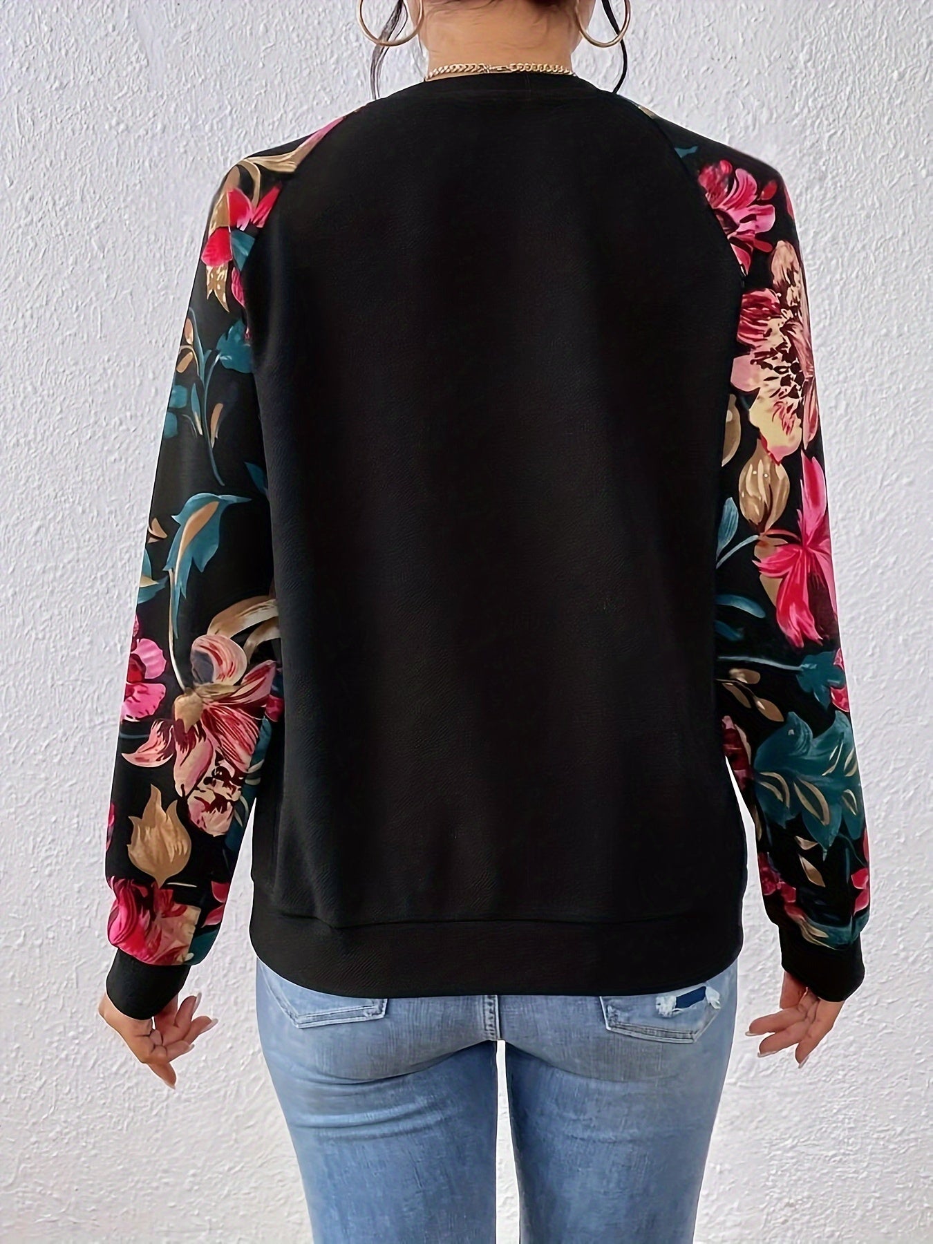 Peonia | Dames sweatshirt met raglanmouwen en elegante bloemenprint – Casual trui met lange mouwen