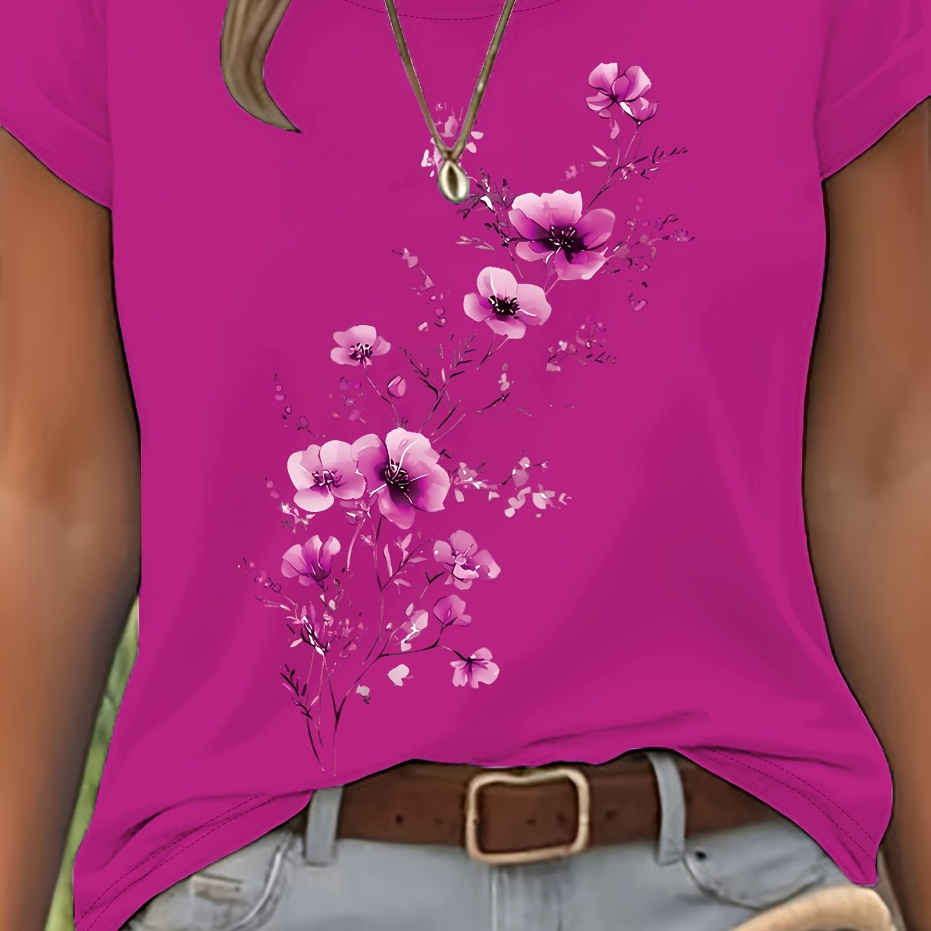 Vionyxen | Dames-T-shirt met bloemenprint in aquarelstijl – Casual zomertop
