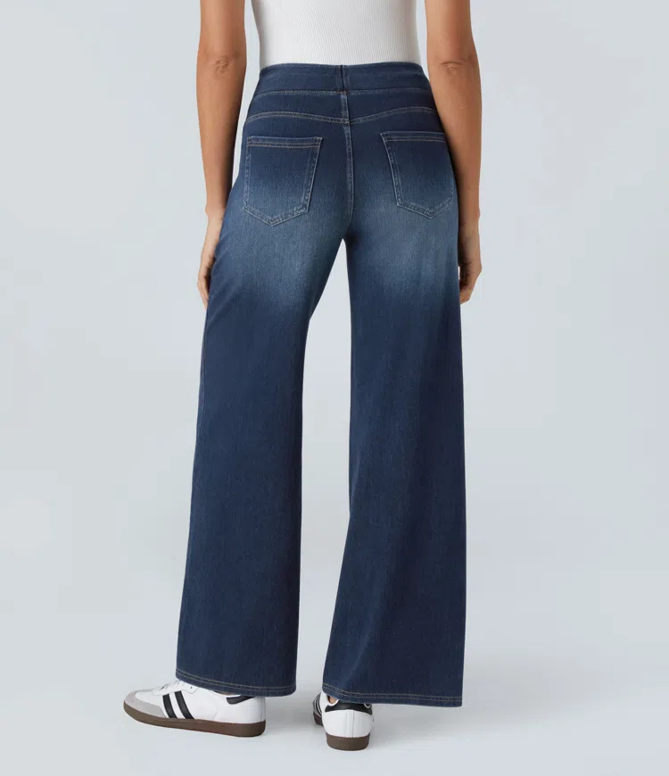 Vanelle | Hoge taille jeans met wijde pijpen voor dames – Comfortabele stretchdenim, casual en stijlvol