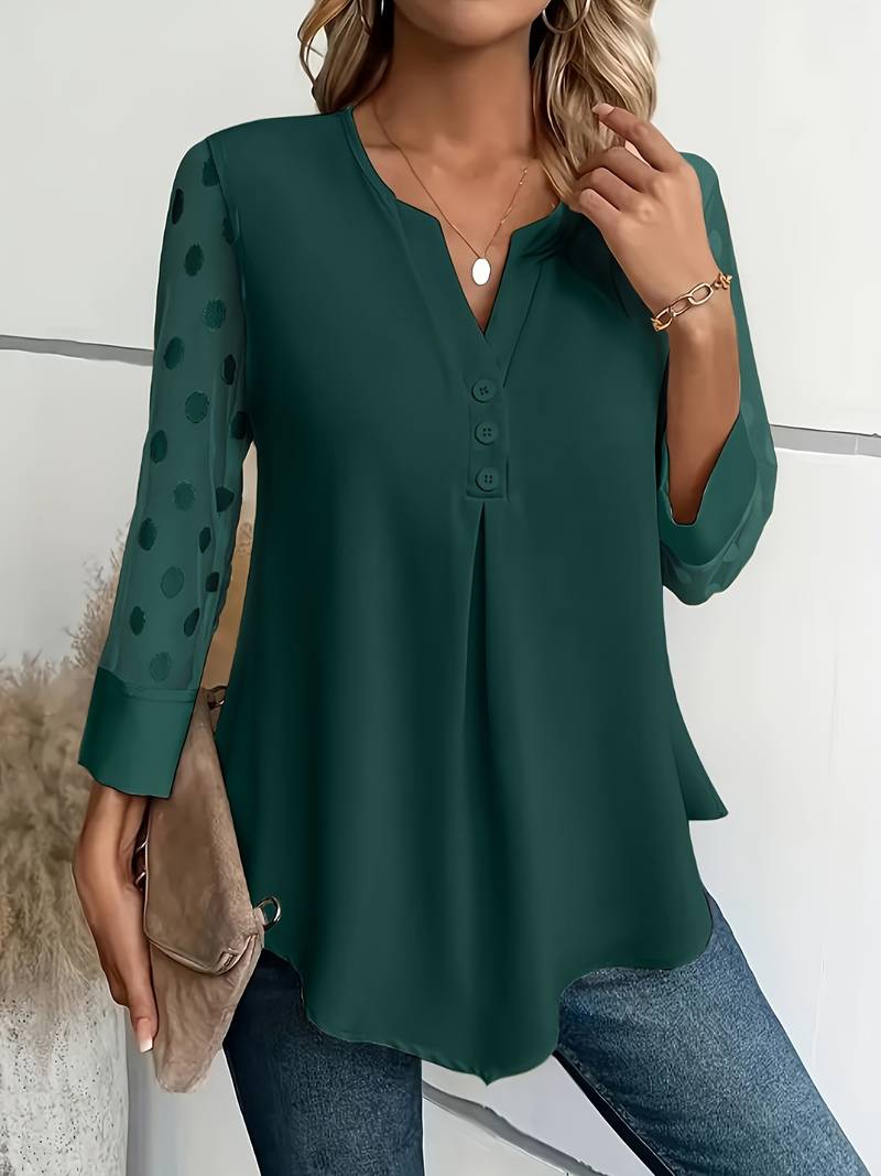 Kariselle | Elegante blouse van mesh met lange mouwen voor dames - Chique & ademende top