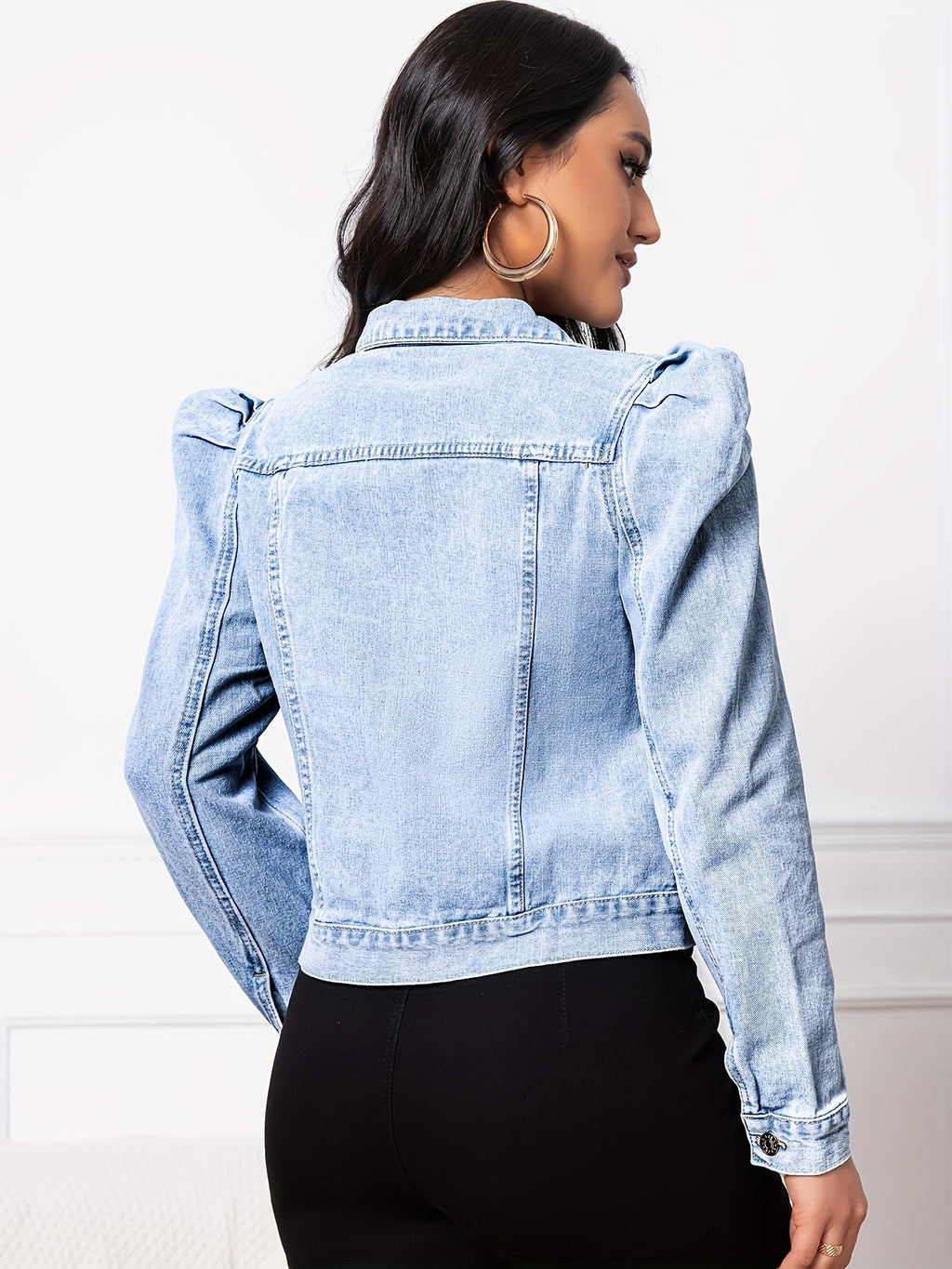 Floriane | Veste en jean élégante pour femme - manches bouffantes, vêtement d'extérieur décontracté et chic