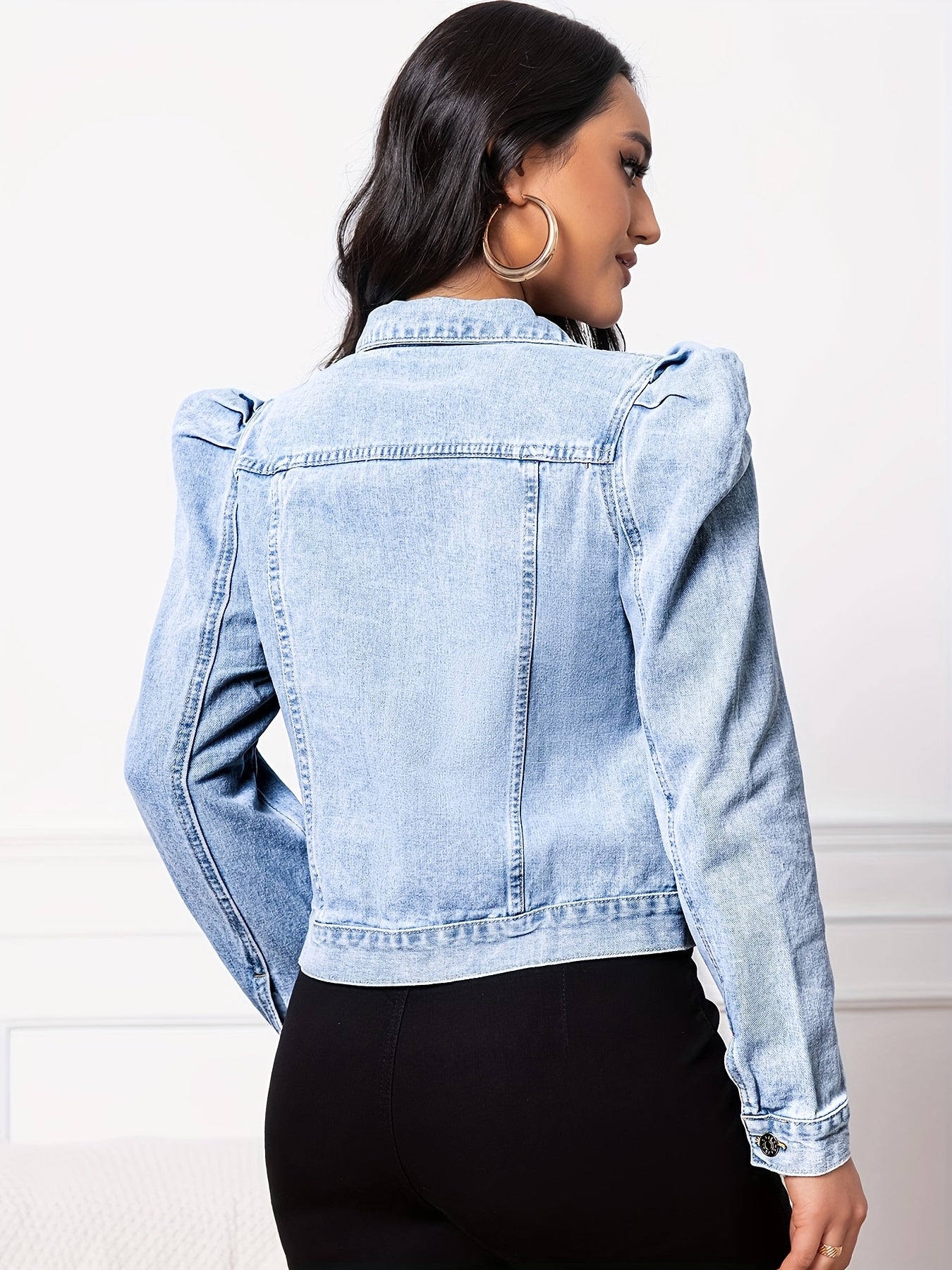 Floriane | Veste en jean élégante pour femme - manches bouffantes, vêtement d'extérieur décontracté et chic