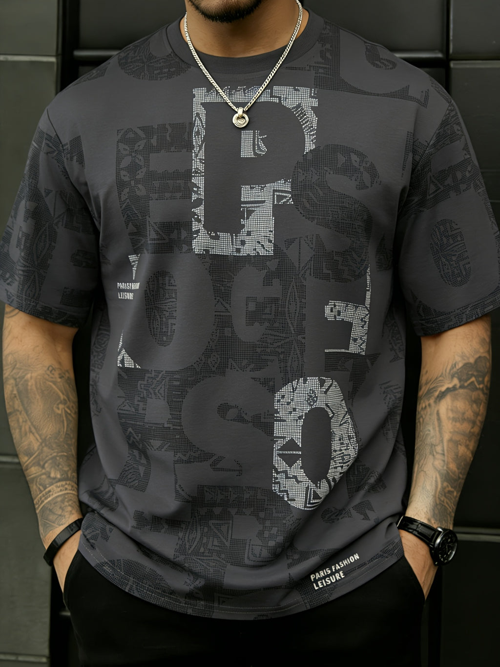 Benu | Heren zomers graphic T-shirt – losvallend T-shirt met ronde hals en korte mouwen