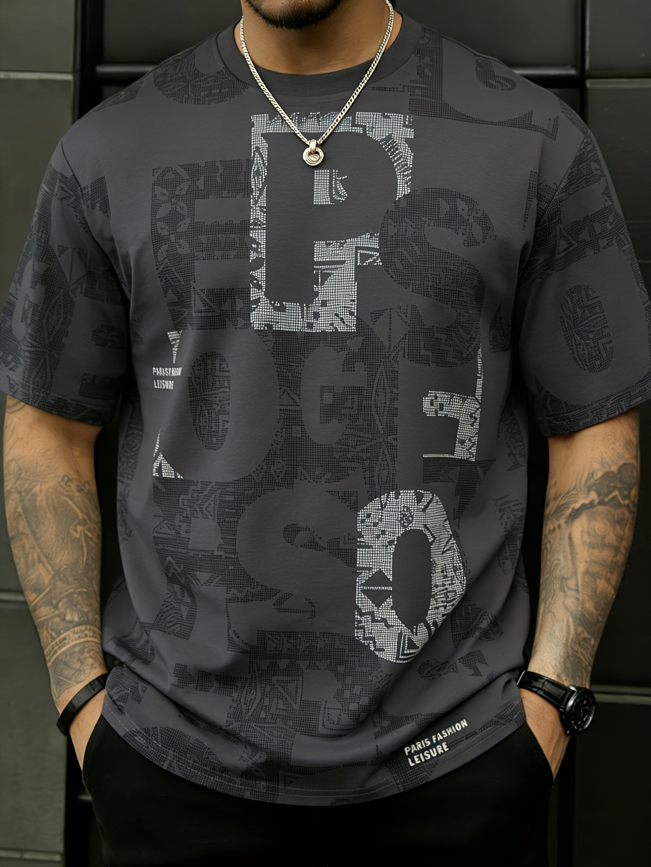 Benu | Heren zomers graphic T-shirt – losvallend T-shirt met ronde hals en korte mouwen