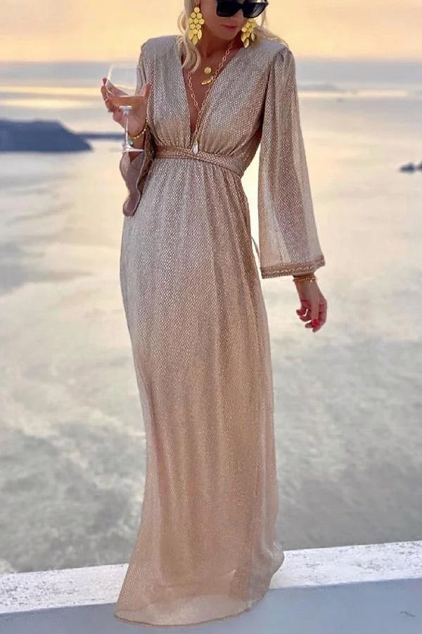 Fumi | Sparkle cocktailjurk voor dames – partyjurk met klokmouwen
