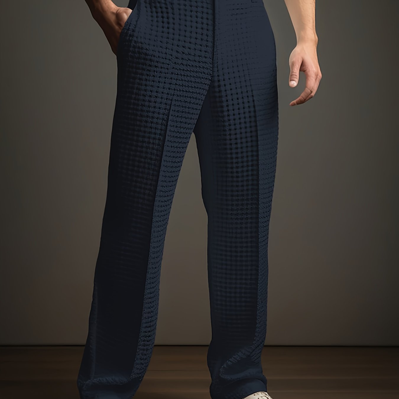 Archer | Rechte casual broek voor heren – zakelijke chino met wafelstructuur, slim fit kantoorbroek