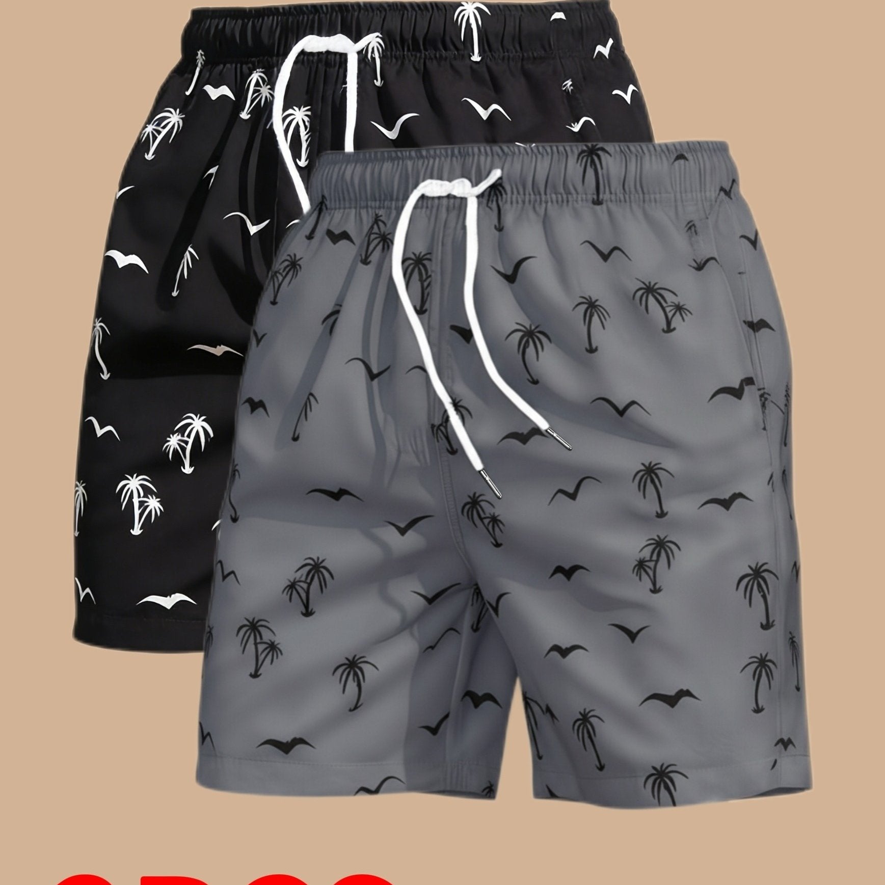 Taron | Tweedelige bermuda-set voor heren – botanisch print, sneldrogend