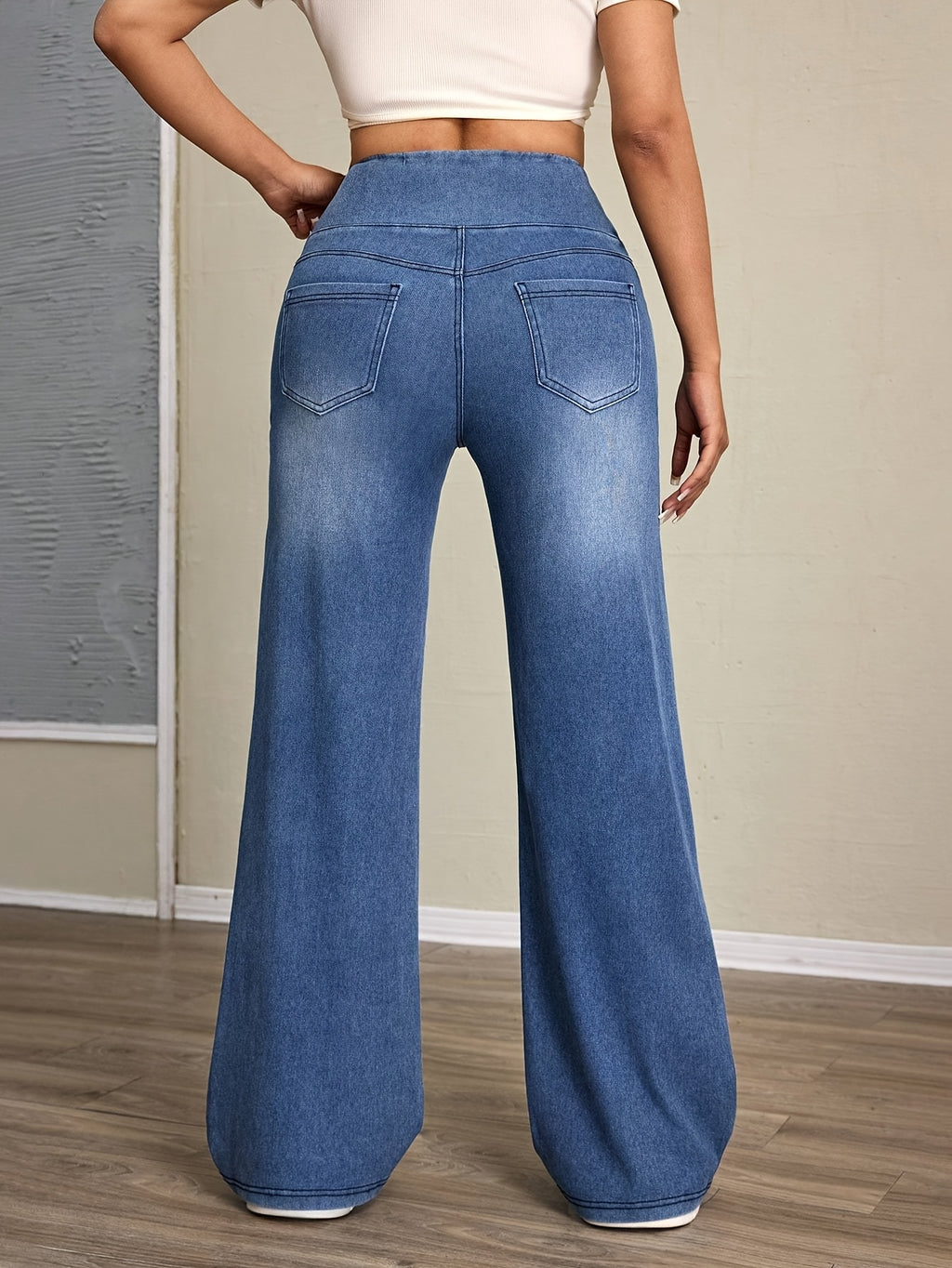 Kaelyra | Damen-Yogahose mit hohem Bund und weitem Bein – Locker, dehnbar, bequem, mit Bauchkontrolle