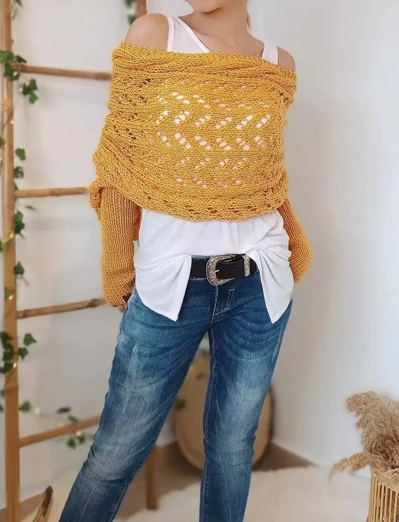 Winifred | Châle tricoté pour femme – Écharpe tricotée oversize confortable pour l'automne et l'hiver