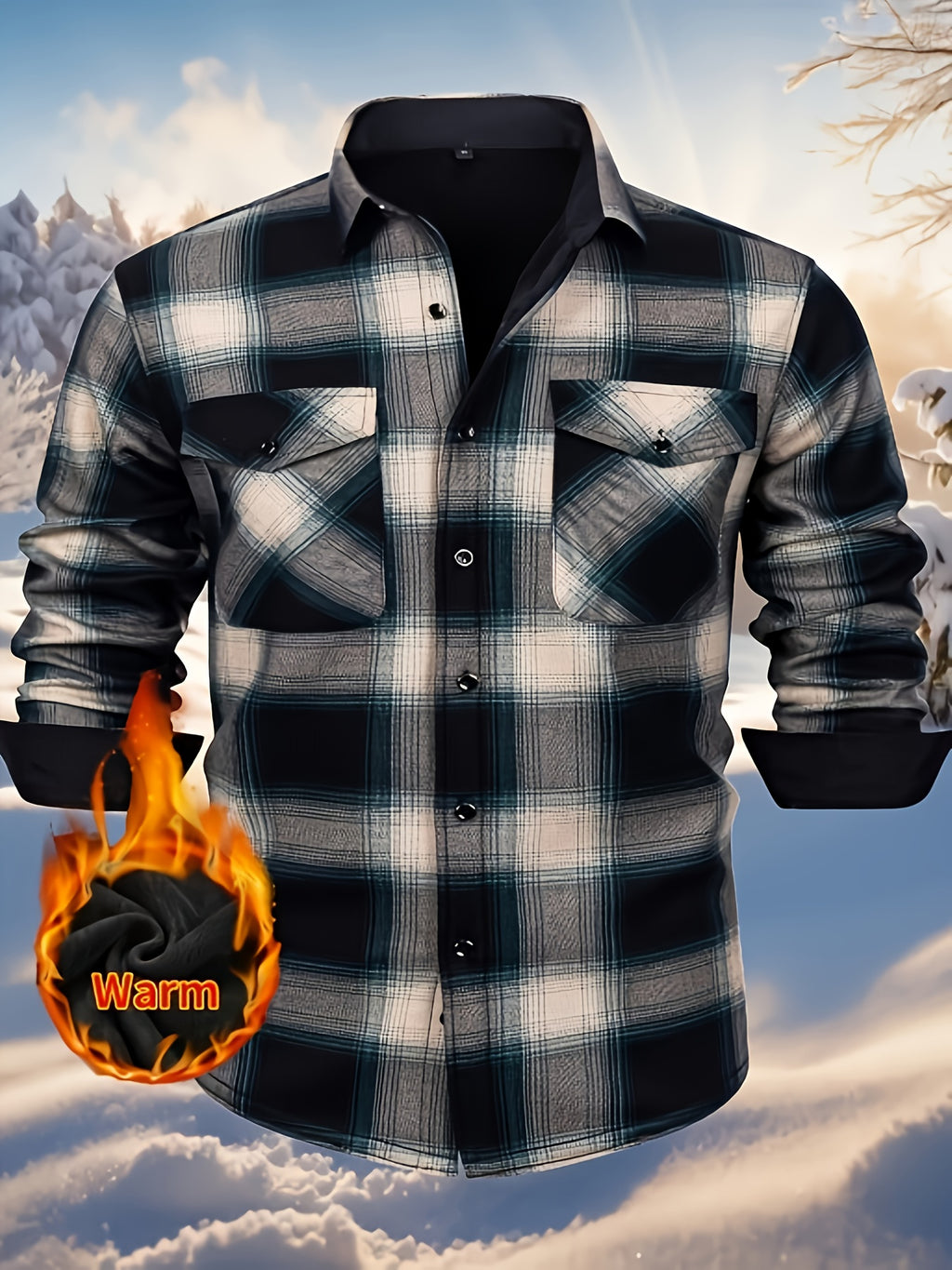 Simeon | Chemise en flanelle thermique épaisse pour homme – motif à carreaux épais d'hiver avec boutons