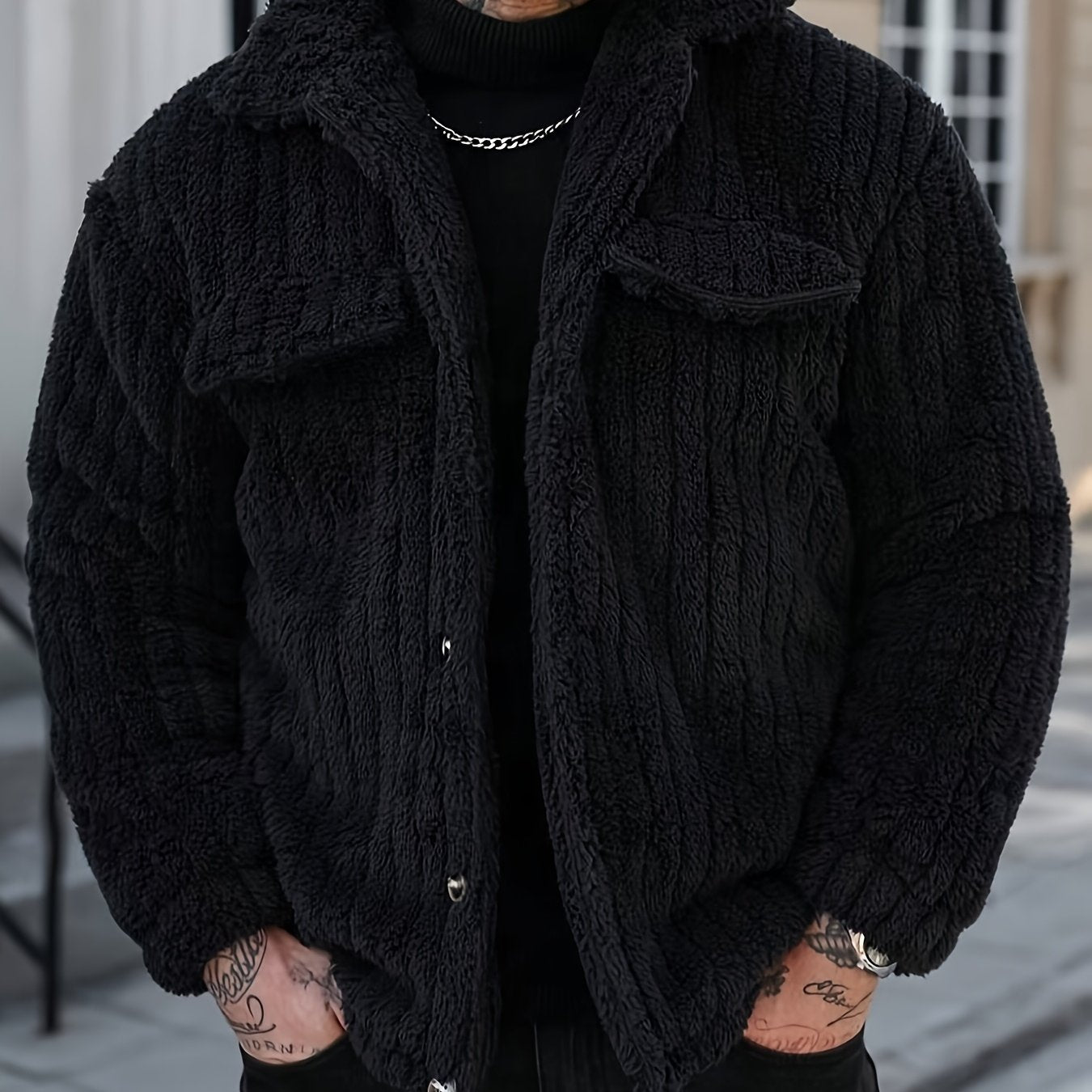 Bryler | Winterjas – Pluche fleecejas met luxe kraag, enkele knoopsluiting, zachte grijze casual bovenkleding