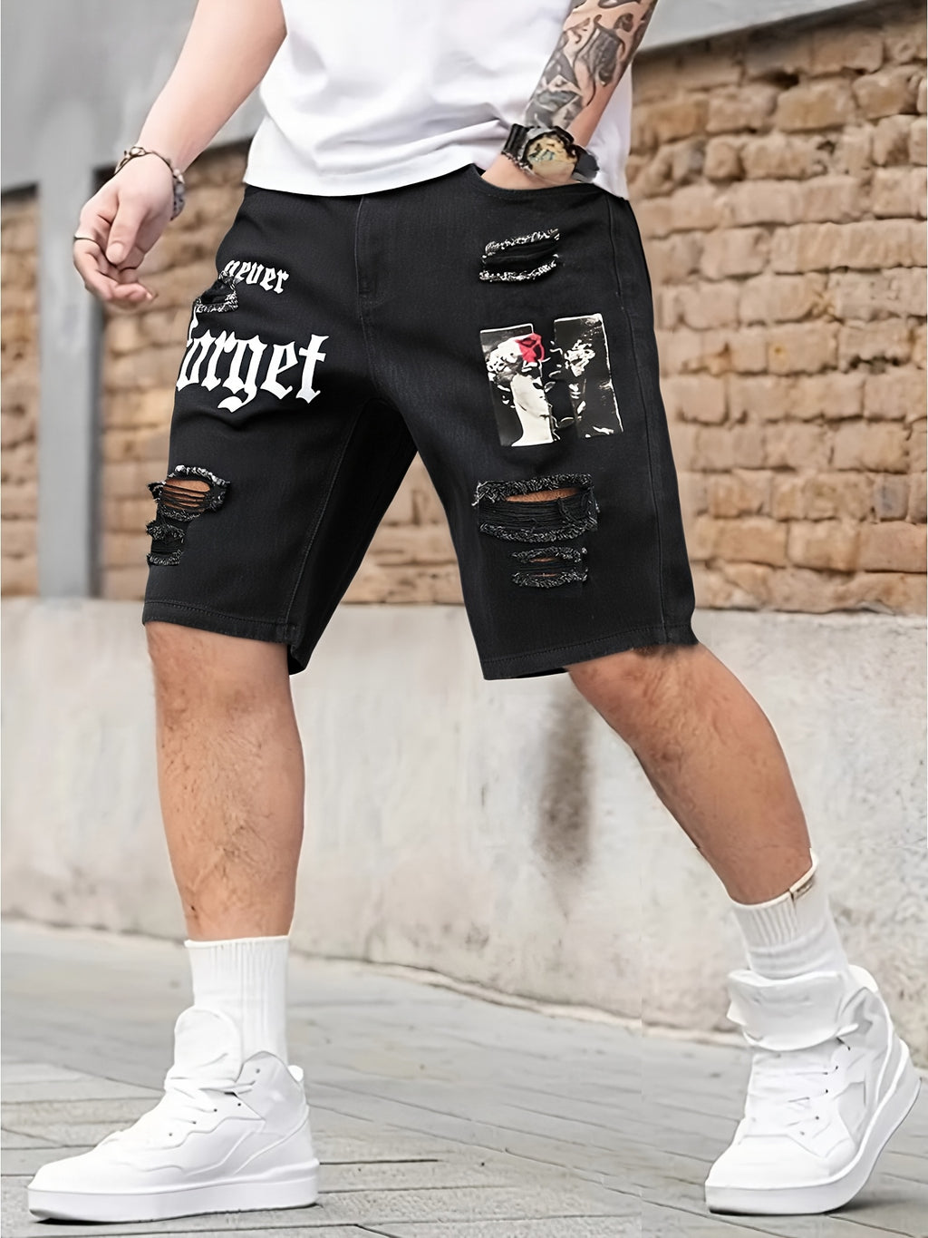 Therix | Heren-jeansshort met verweerde look – gescheurd, losse pasvorm