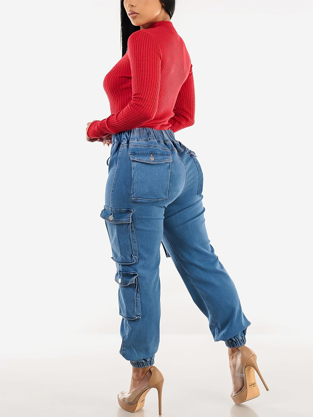 Vjollca | Jean cargo stretch femme - poches pratiques, coupe confortable