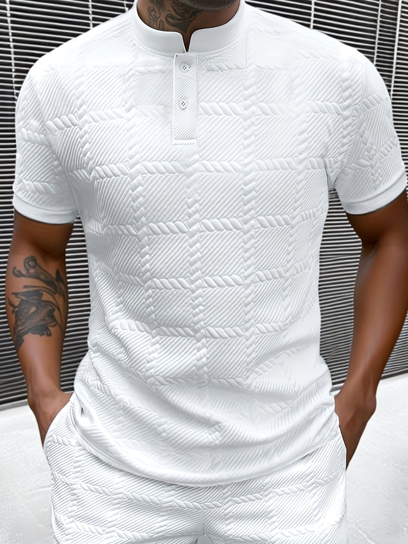 Zorvik | Heren Geruit Jacquard T-shirt – Korte Mouwen, Ademend Casual Zomershirt met Zachte Textuur