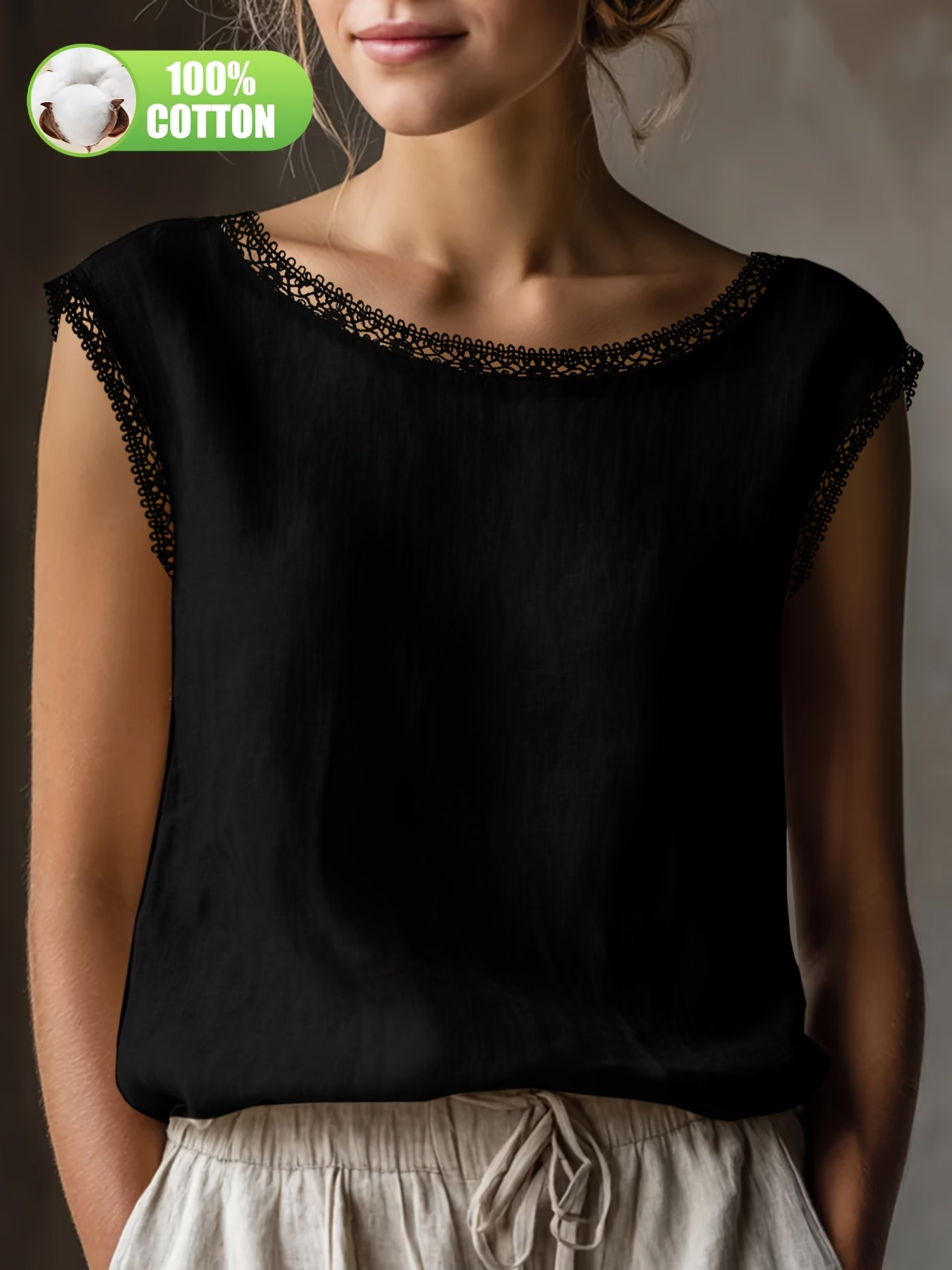 Orlavia | Dames kanten blouse – zomerse retro top, losse en casual pasvorm
