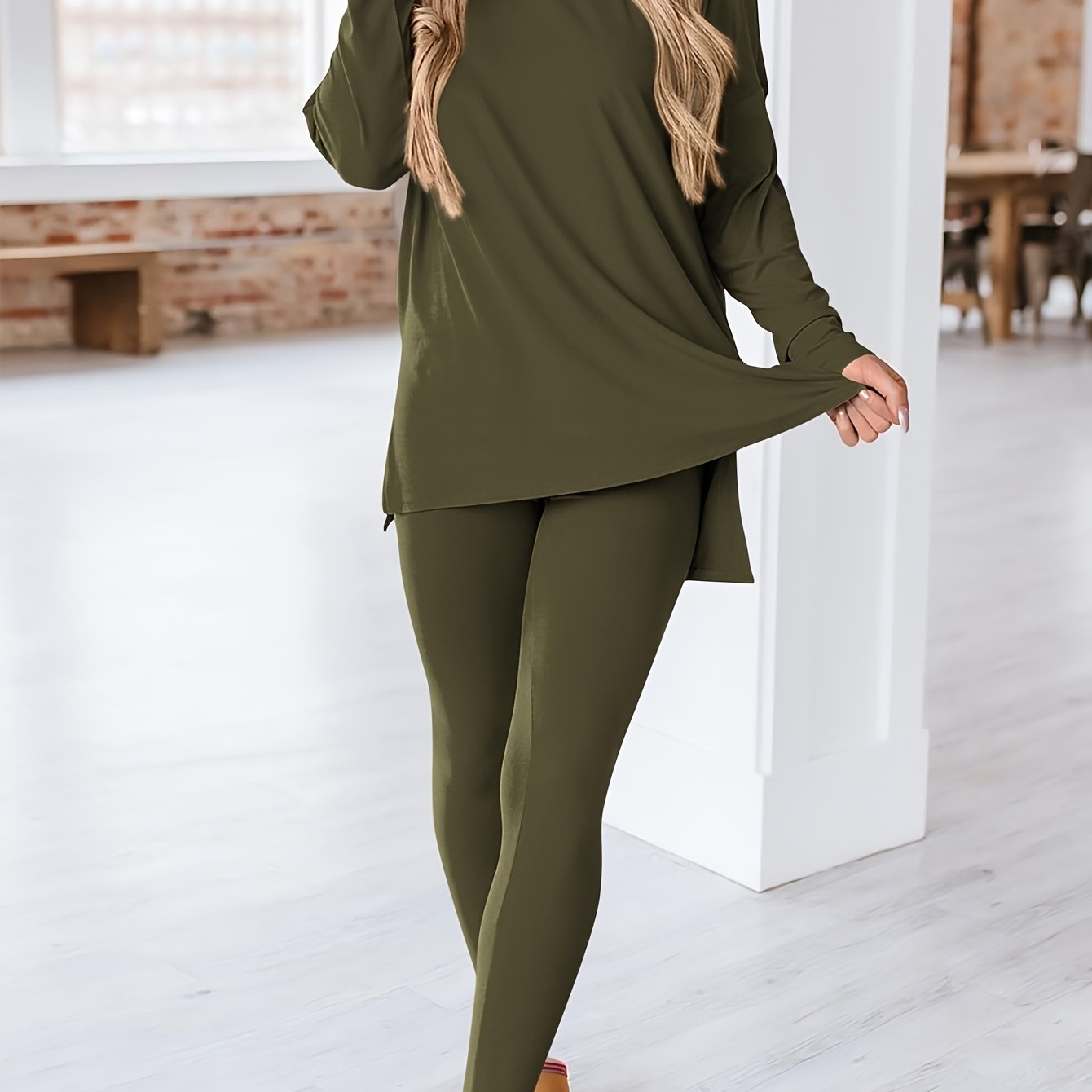 Beryss | Dames 2-delige outfit - Ontspannen pasvorm, lange mouwen, top en leggings, casual herfstkleding