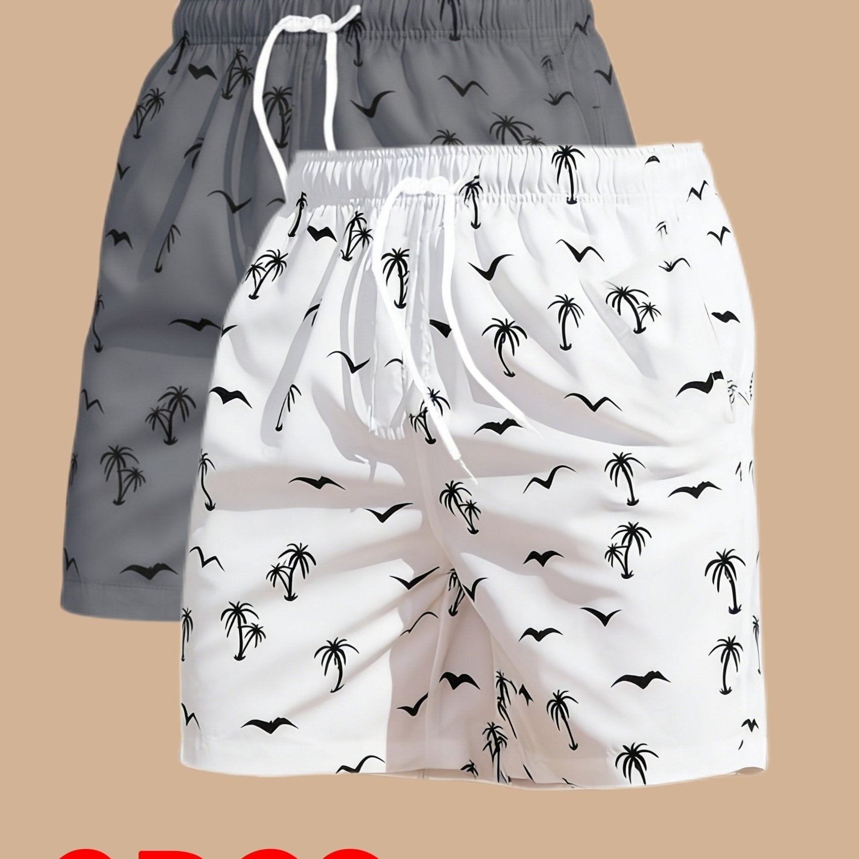 Taron | Tweedelige bermuda-set voor heren – botanisch print, sneldrogend