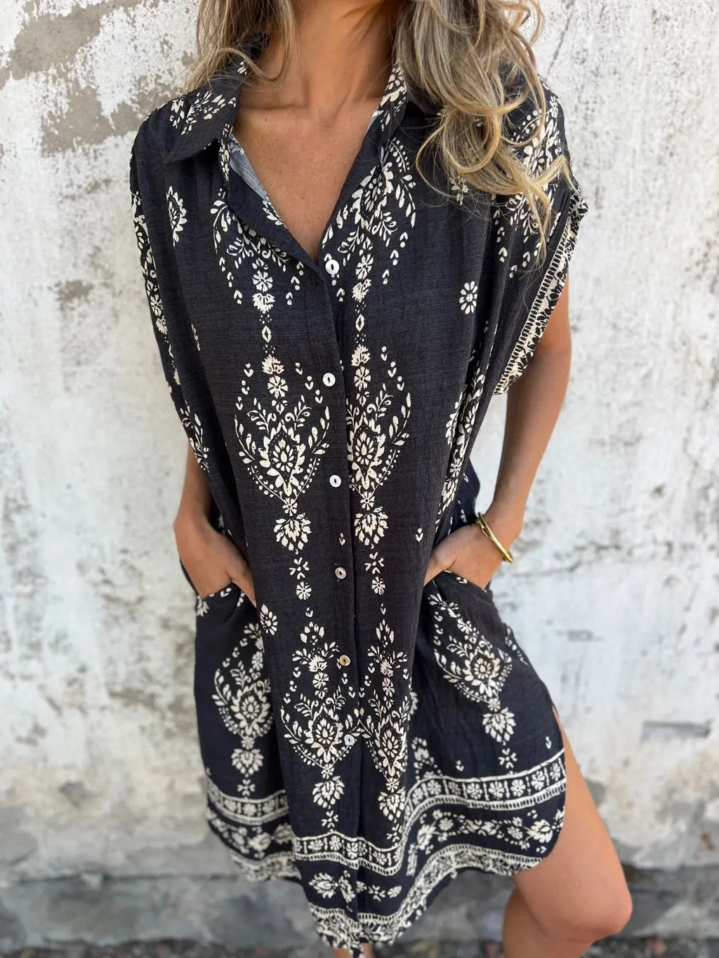 Azyra | Boho Breeze Midi-jurk – Casual jurk met relaxte pasvorm voor dames