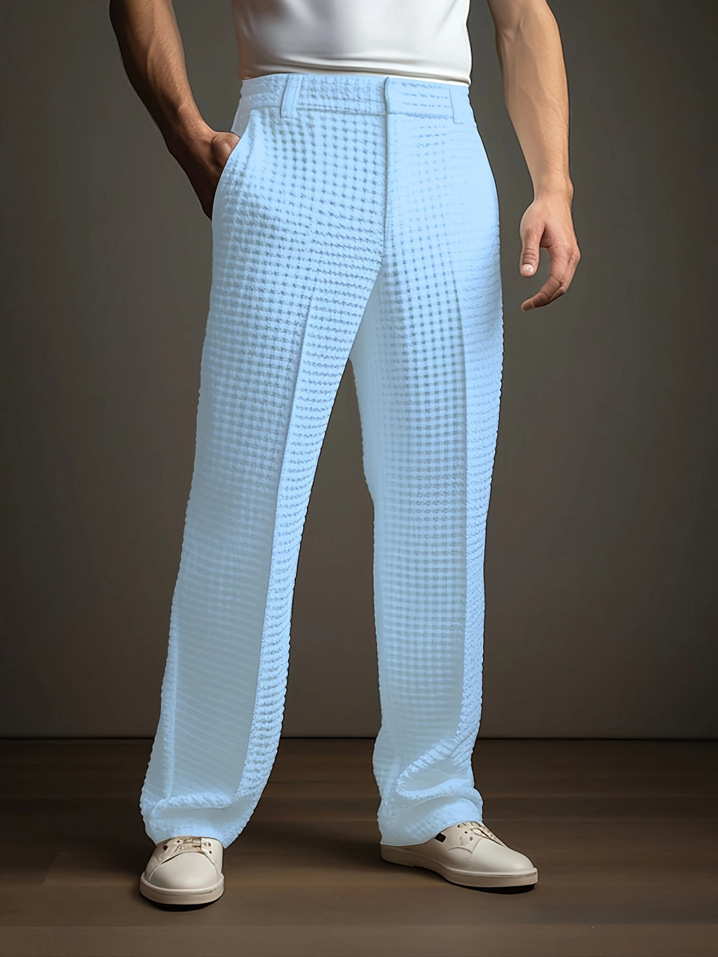 Archer | Rechte casual broek voor heren – zakelijke chino met wafelstructuur, slim fit kantoorbroek