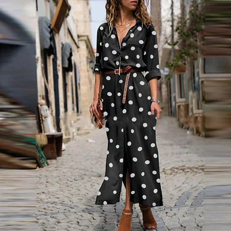 Mirelix | Damesjurk met stippen – Elegante, casual midi-jurk