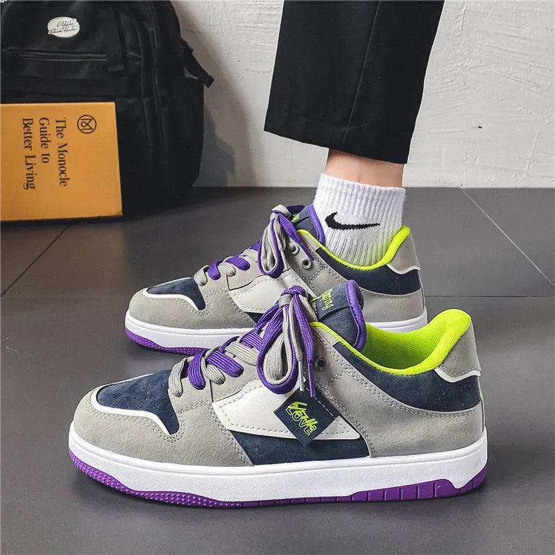 Eroni | Heren streetwear sneakers – lage skate schoenen met contrasterende veters