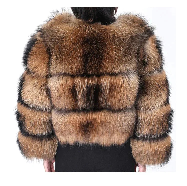 Christel | Manteau court en fourrure luxueuse pour femme, manteau d'hiver chaud, manteau de créateur chic