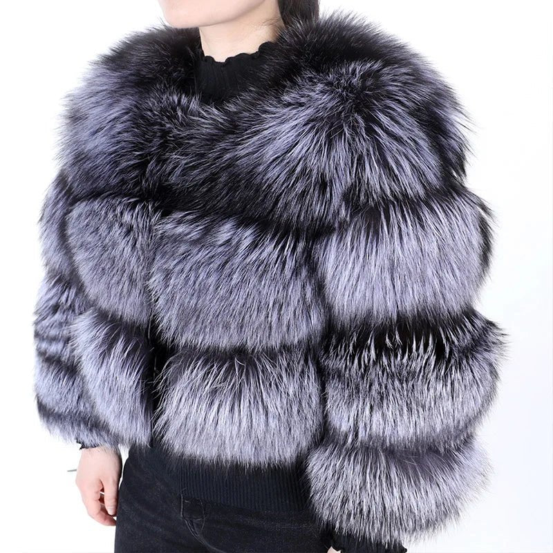 Christel | Manteau court en fourrure luxueuse pour femme, manteau d'hiver chaud, manteau de créateur chic