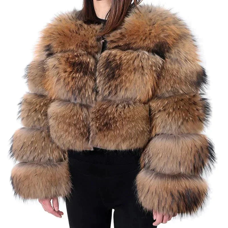 Christel | Manteau court en fourrure luxueuse pour femme, manteau d'hiver chaud, manteau de créateur chic