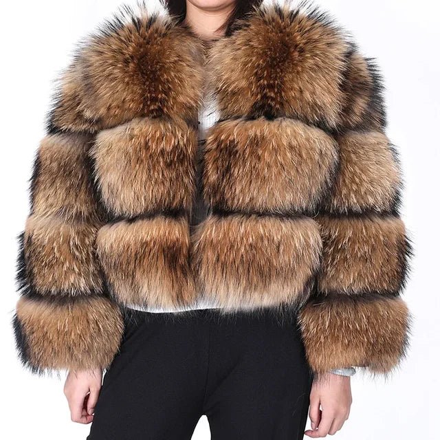 Christel | Manteau court en fourrure luxueuse pour femme, manteau d'hiver chaud, manteau de créateur chic