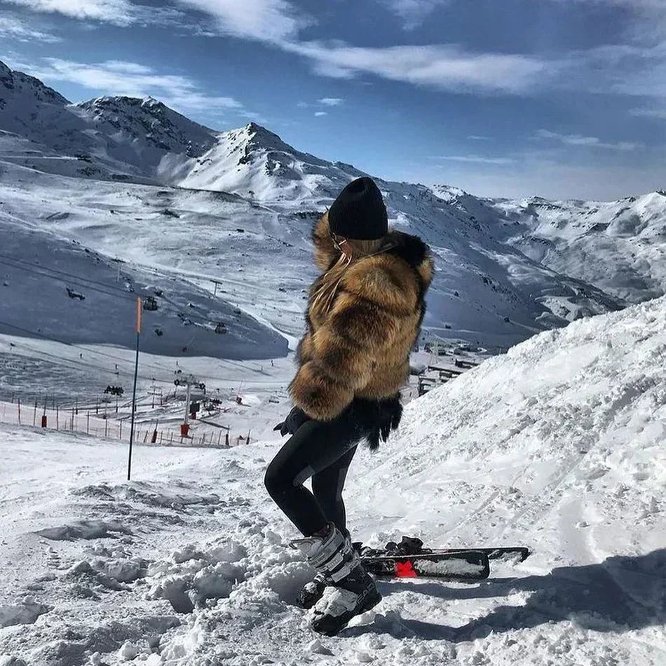 Christel | Manteau court en fourrure luxueuse pour femme, manteau d'hiver chaud, manteau de créateur chic