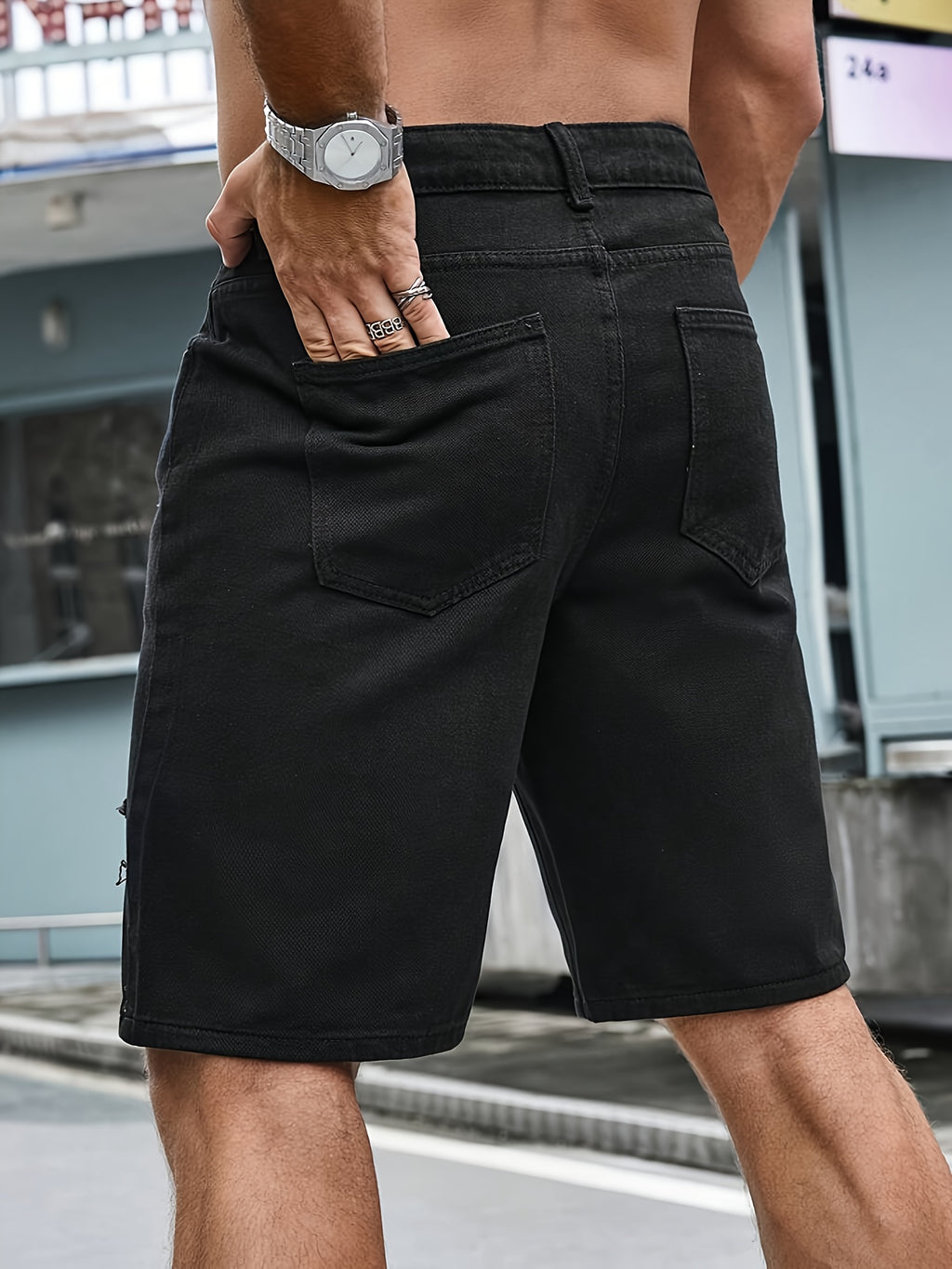 Therix | Heren-jeansshort met verweerde look – gescheurd, losse pasvorm