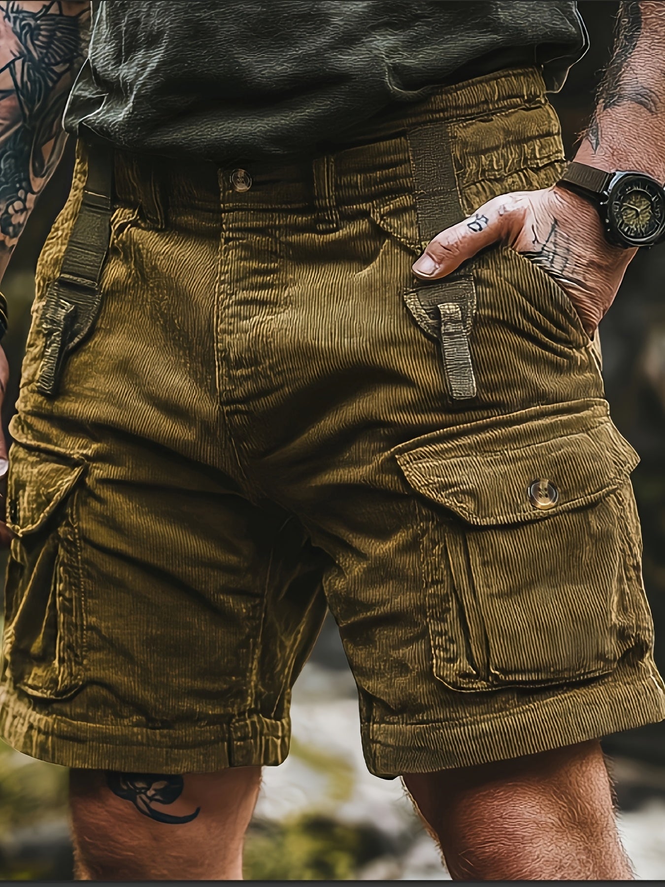 Aureon | Casual corduroy overall voor heren – Effen, ademende broek met ritssluiting