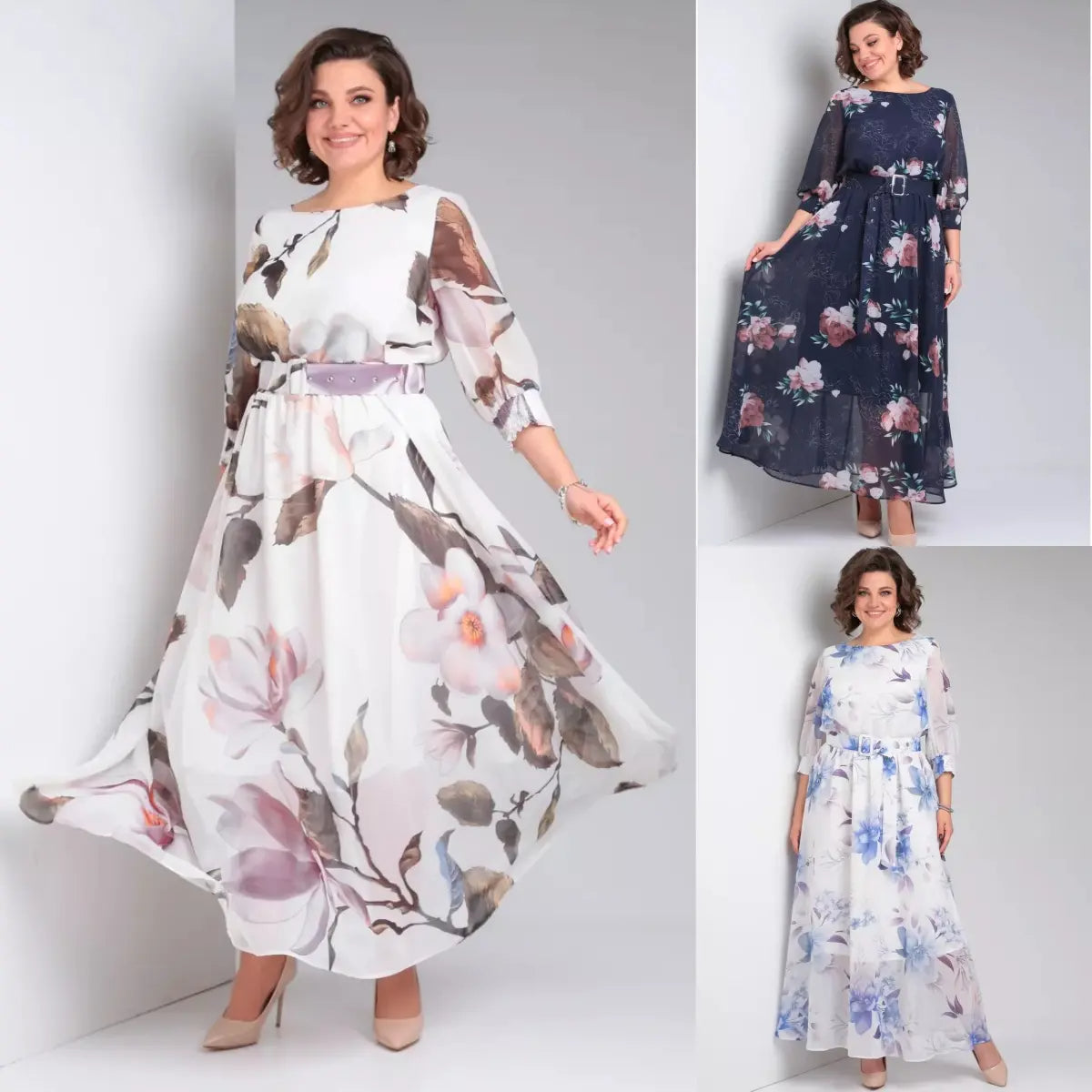 Nirae | Boho-jurk met bloemenprint  Elegante lange damesjurk met riem