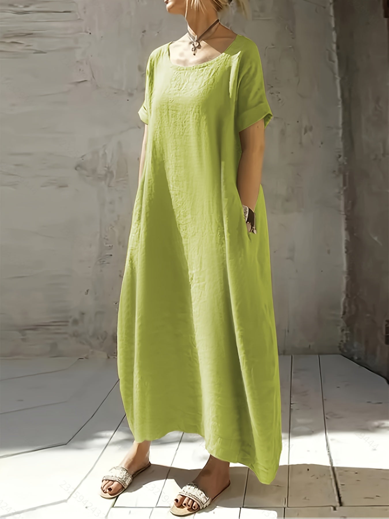 Falyth | Breezy Pocket Midi-jurk – Losse casual zomerjurk voor dames