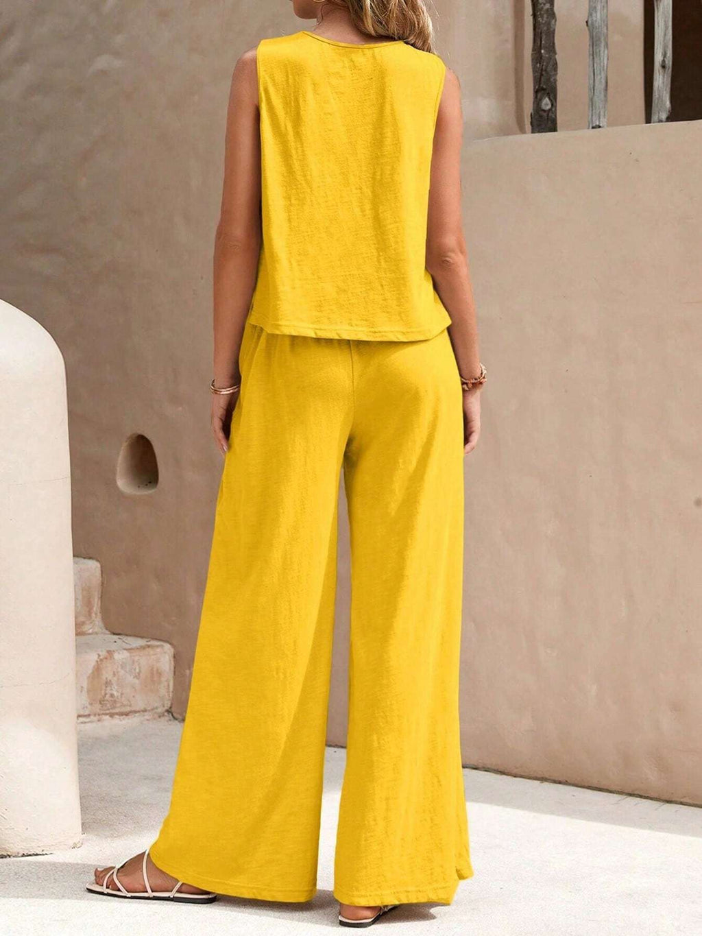 Zuna | Zomeroutfit voor dames – Set met casual tanktop en wijde broek