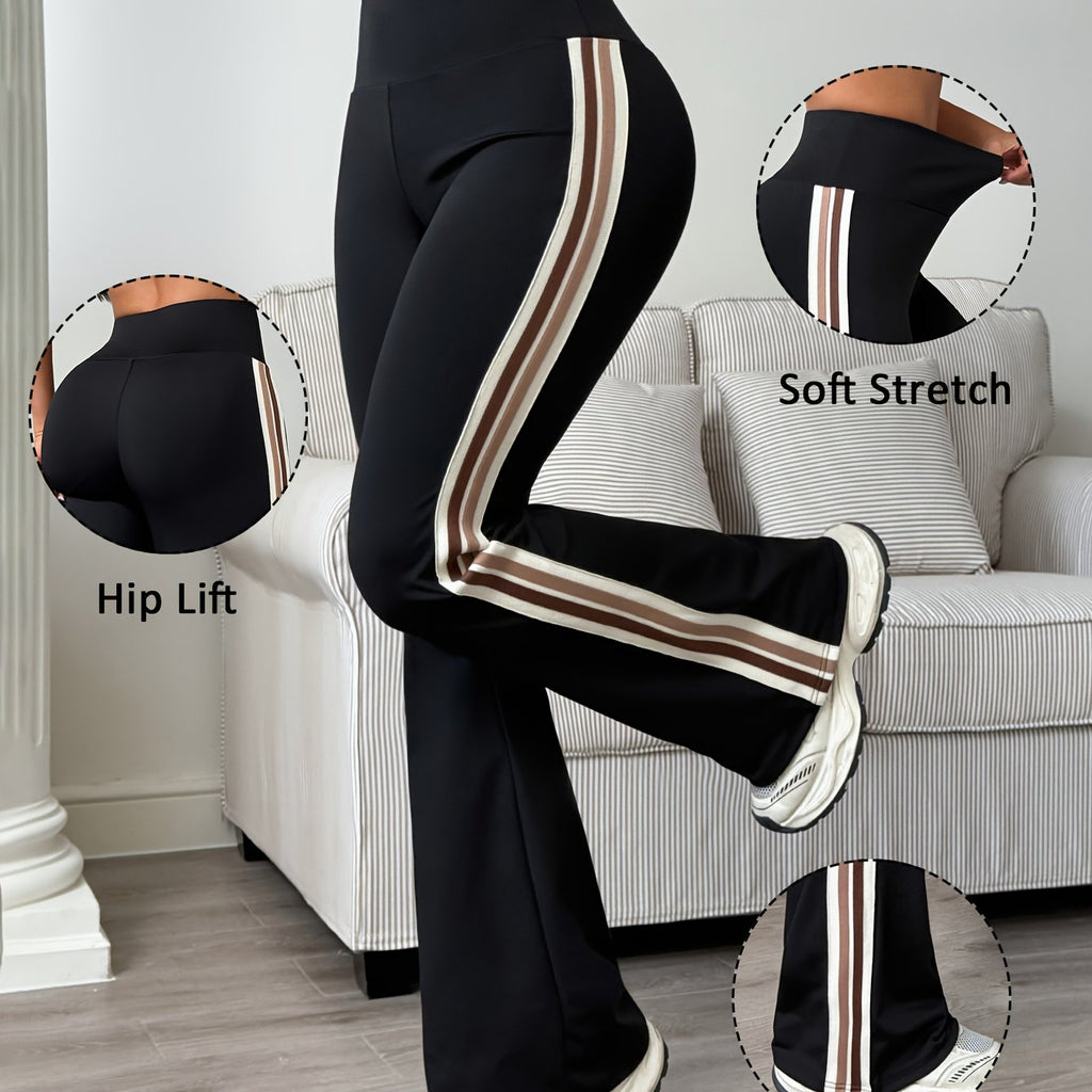 Alinae | Kleurrijke hardloopbroek voor dames – Uitlopende sportlegging, compressiepasvorm, heupverhogend