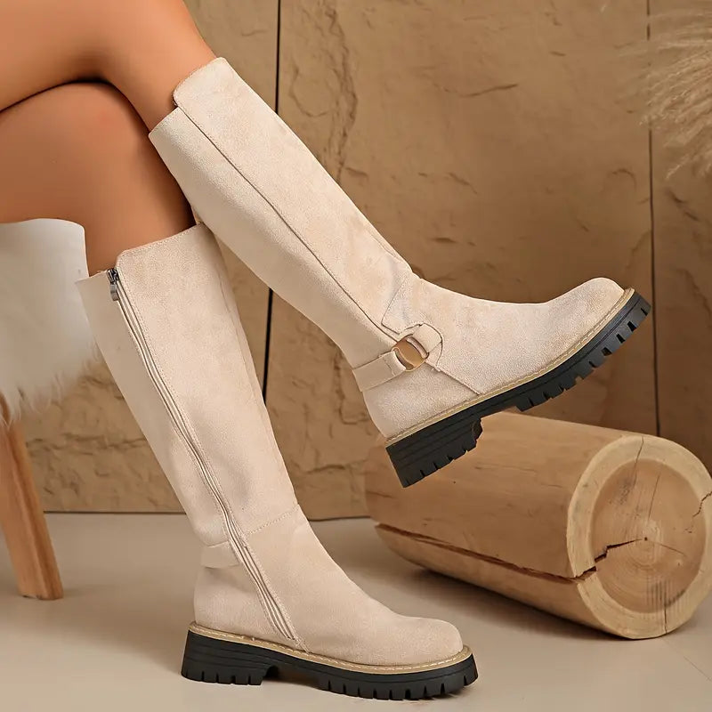 Walkra | Dameslaarzen van suède-look met dikke antislipzolen – Stijlvolle, comfortabele winterlaarzen