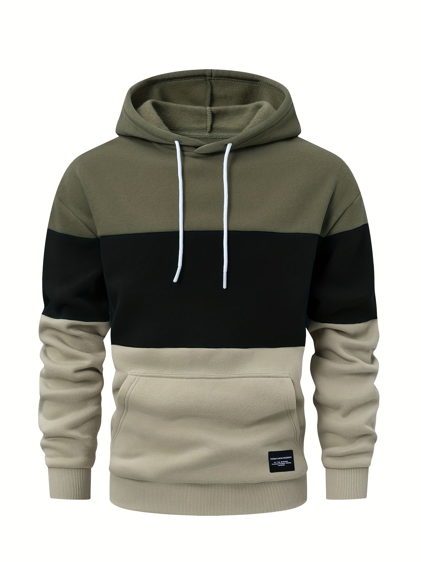 Eitan | Oversized hoodie voor heren met kleurblokken – Tweekleurige pullover met zakken