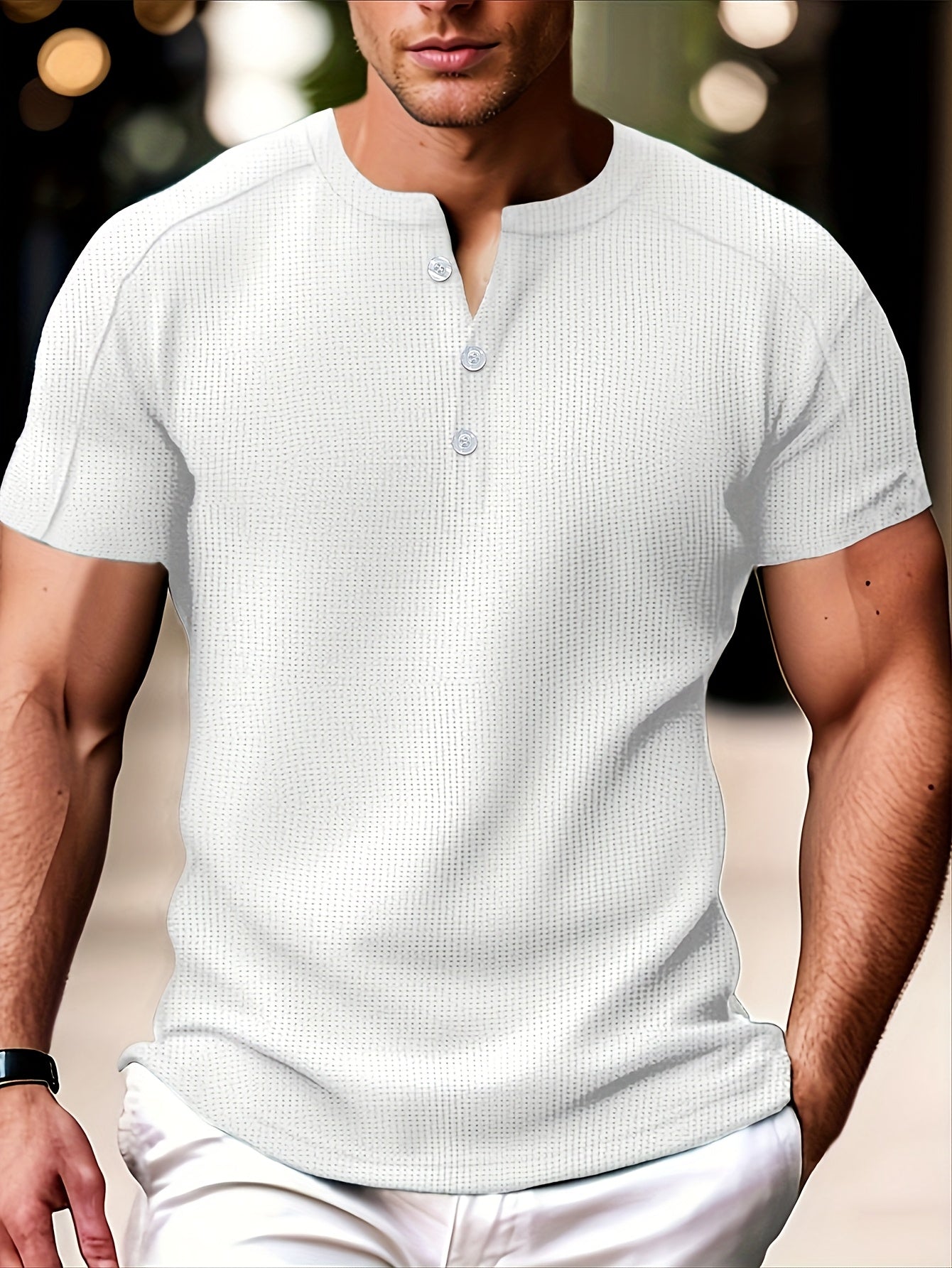 Wallace | Kurzarmhemd für Herren – Leichtes Waffelstrick-T-Shirt