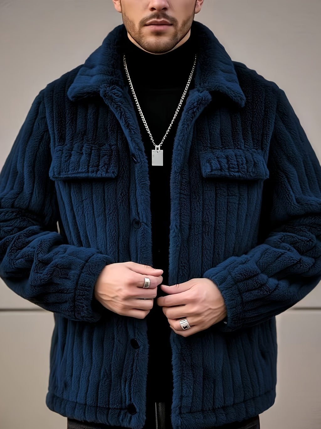 Bryler | Winterjas – Pluche fleecejas met luxe kraag, enkele knoopsluiting, zachte grijze casual bovenkleding