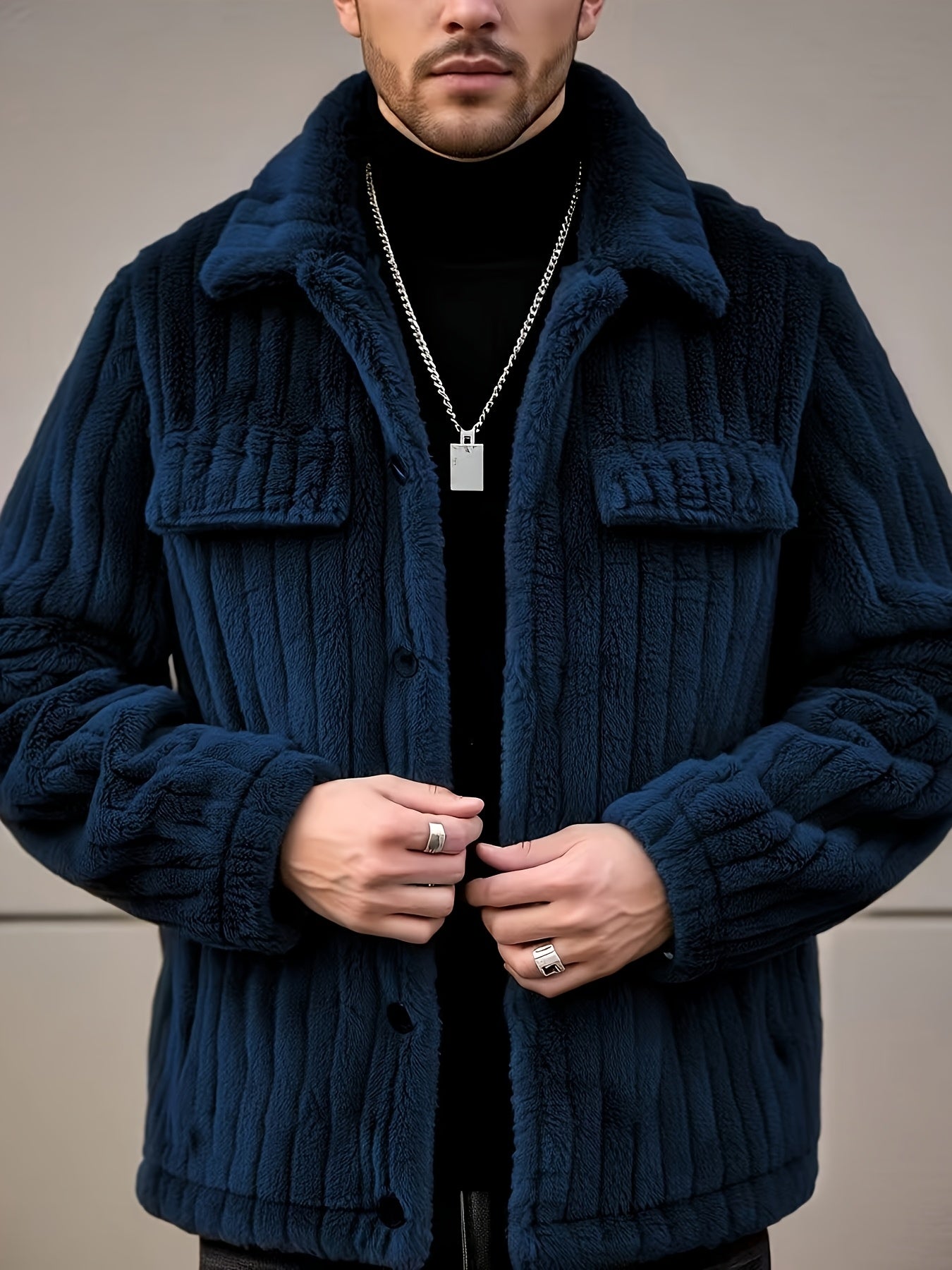 Bryler | Winterjas – Pluche fleecejas met luxe kraag, enkele knoopsluiting, zachte grijze casual bovenkleding