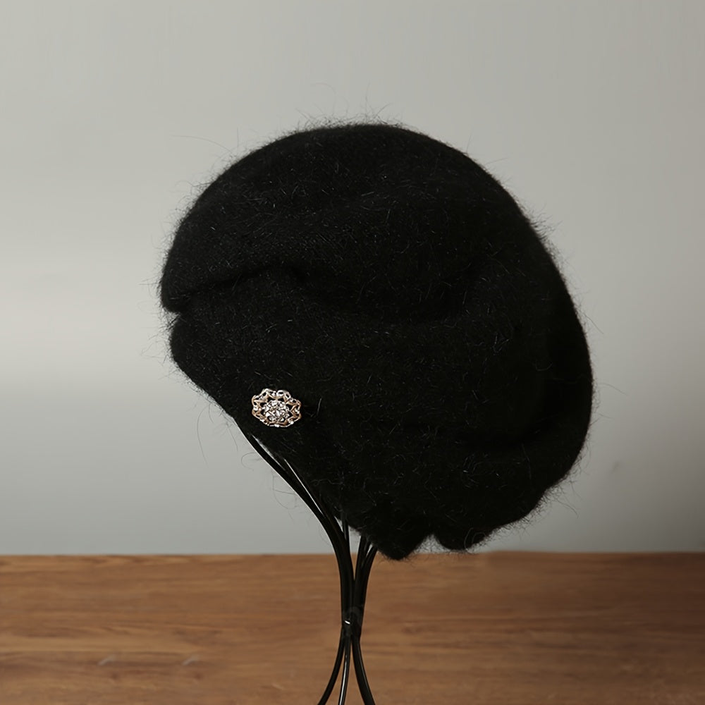 Emina | Bonnet femme en laine mélangée – Bonnet d'hiver chaud en maille