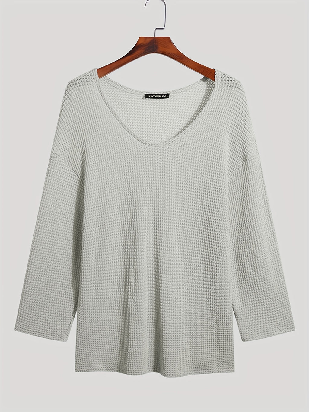 Hanno | T-shirt homme à col V et manches longues en maille ajourée - Décontracté, léger et élégant