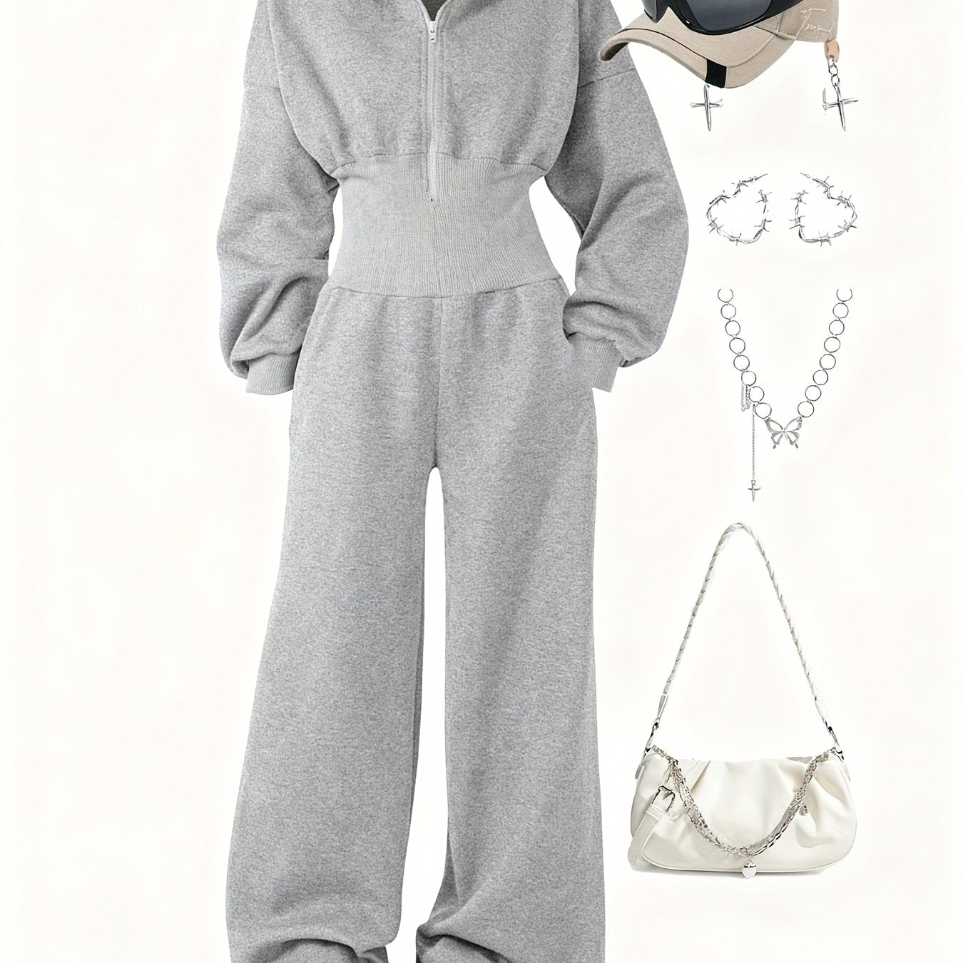 Quivara | Dames jumpsuit met capuchon en hoge taille – Casual, lounge, streetwear outfit