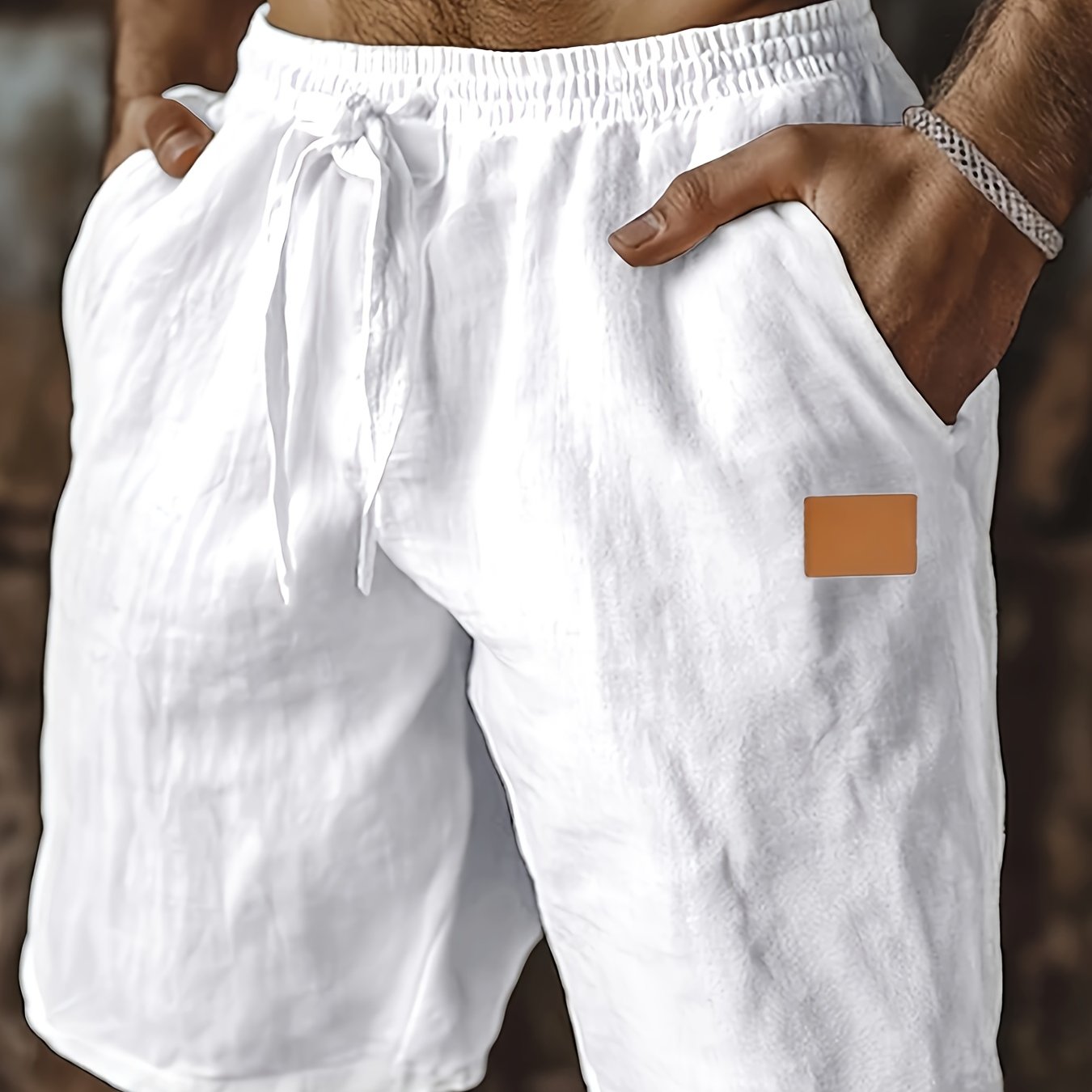 Lucanor | Heren Linnen Shorts – Elastische Taille met Trekkoord, Casual Zomershorts