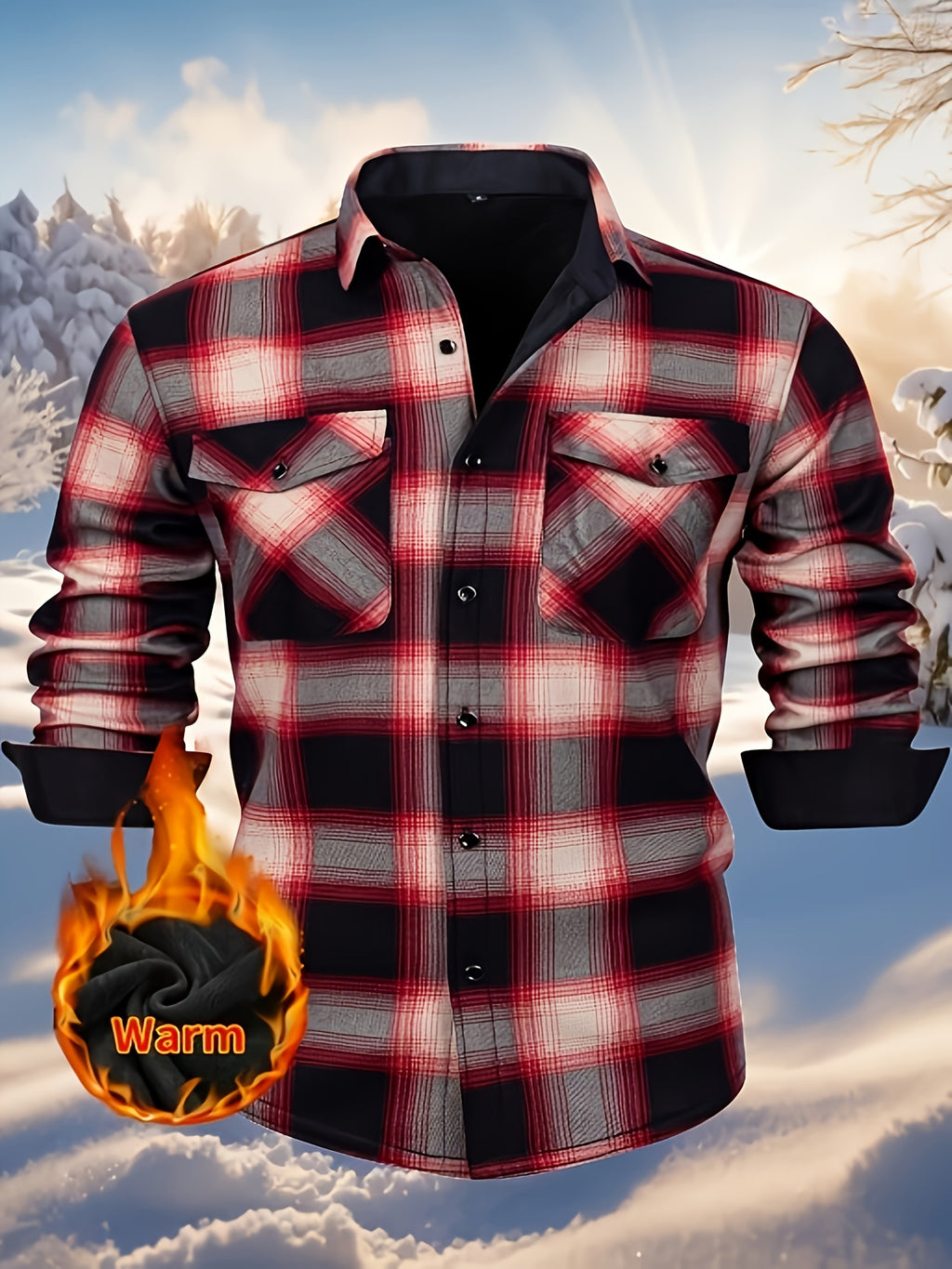 Simeon | Chemise en flanelle thermique épaisse pour homme – motif à carreaux épais d'hiver avec boutons