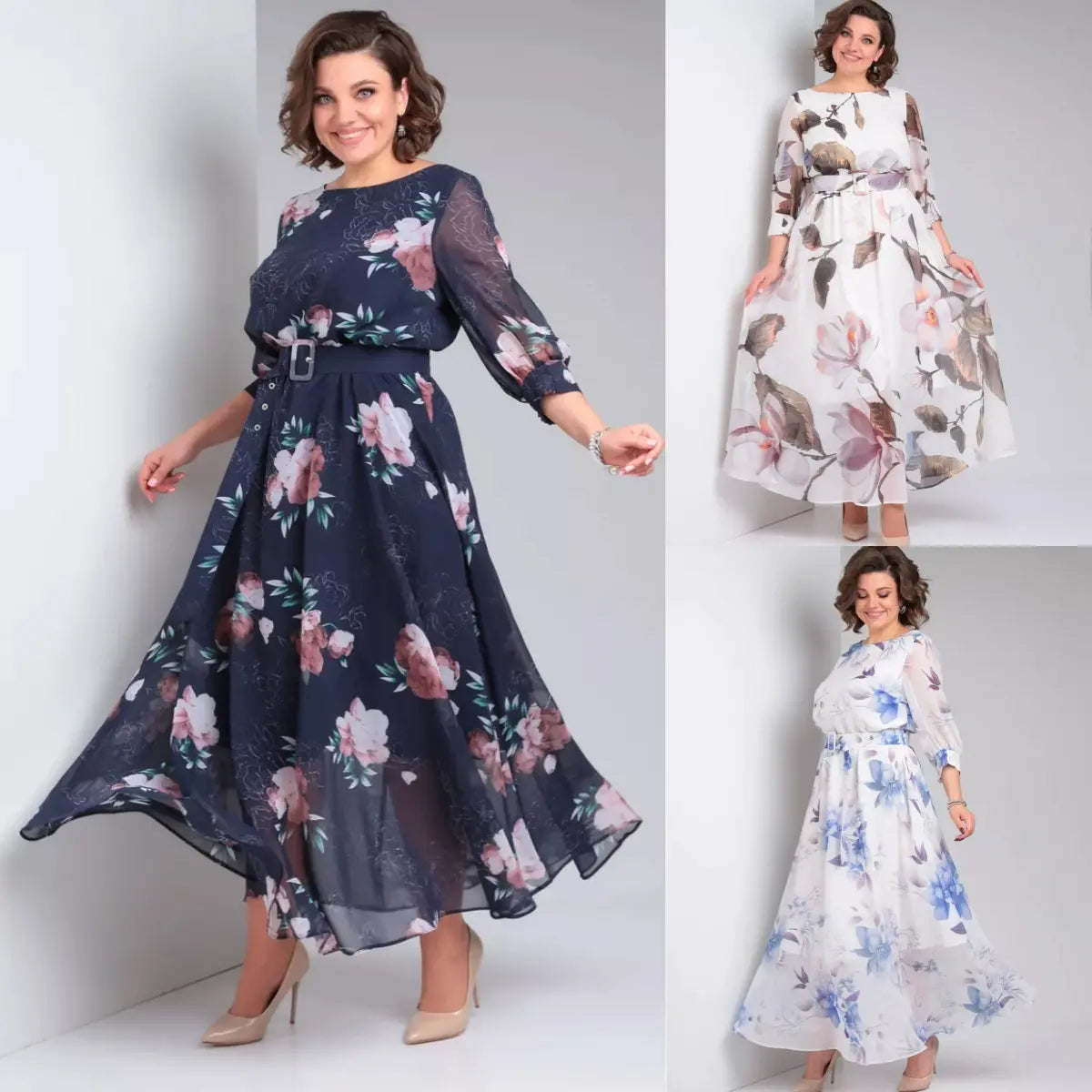 Nirae | Boho-jurk met bloemenprint  Elegante lange damesjurk met riem